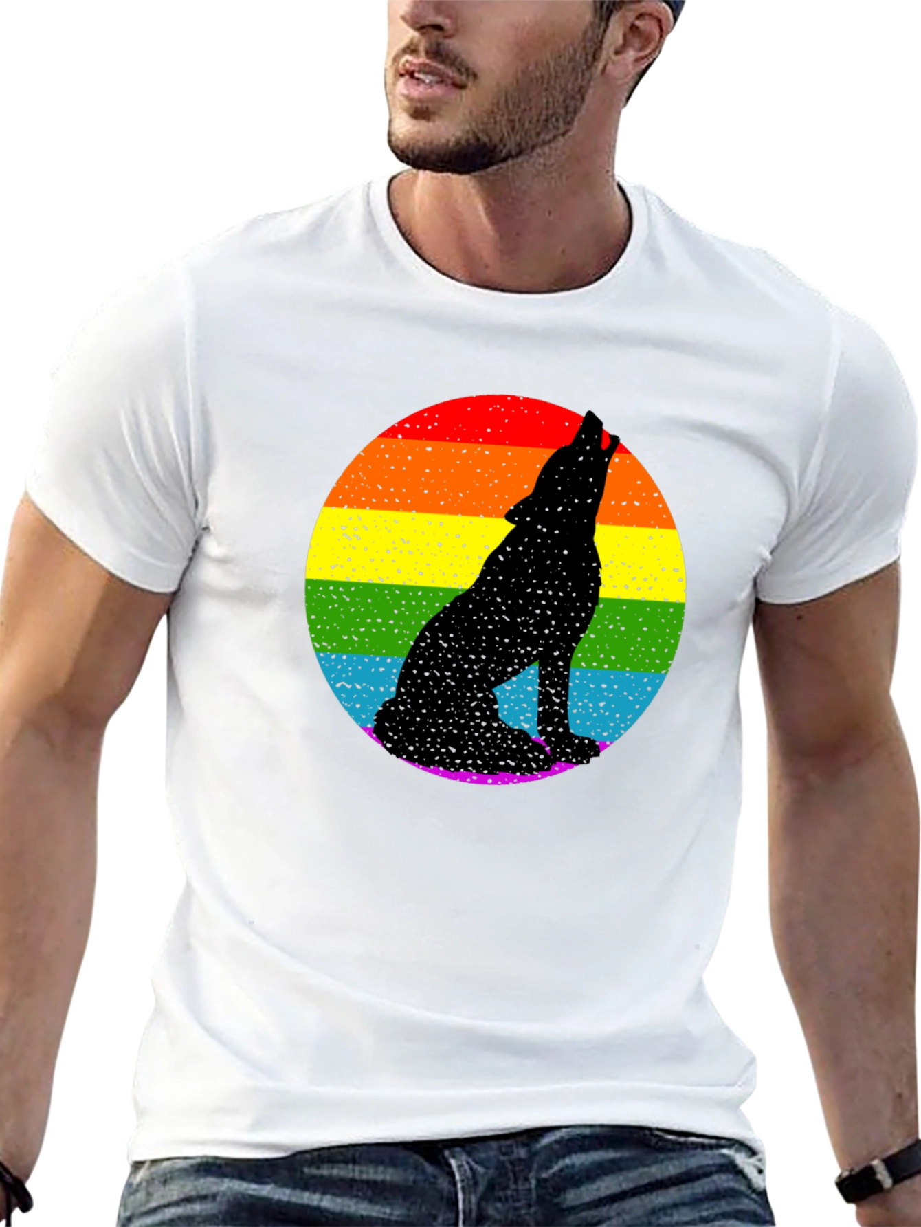Black Rainbow Wolf Graphic Tee - Black Pride T-Shirt view 13