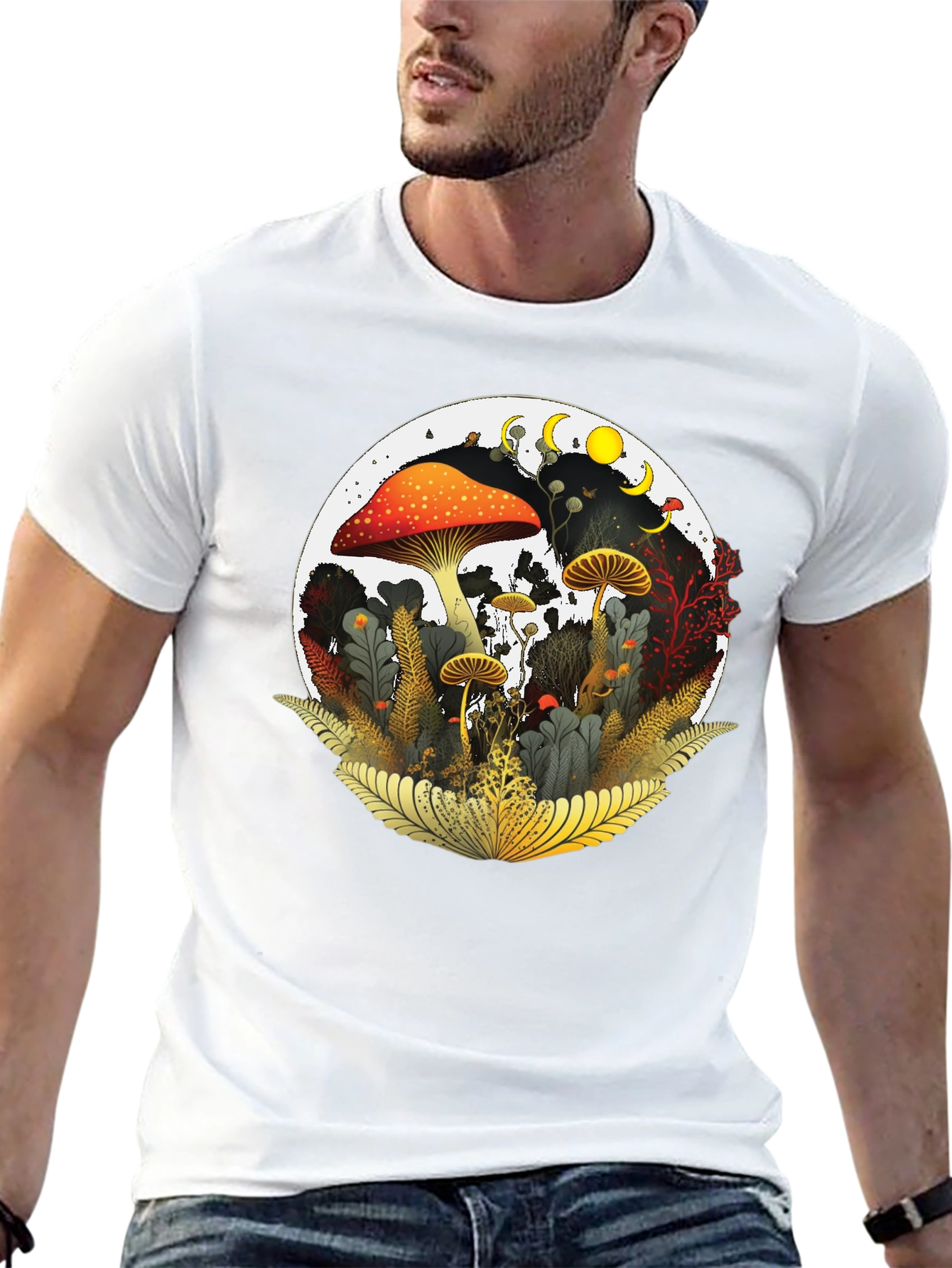 Black Mushroom Forest Graphic Tee - Unisex view 13