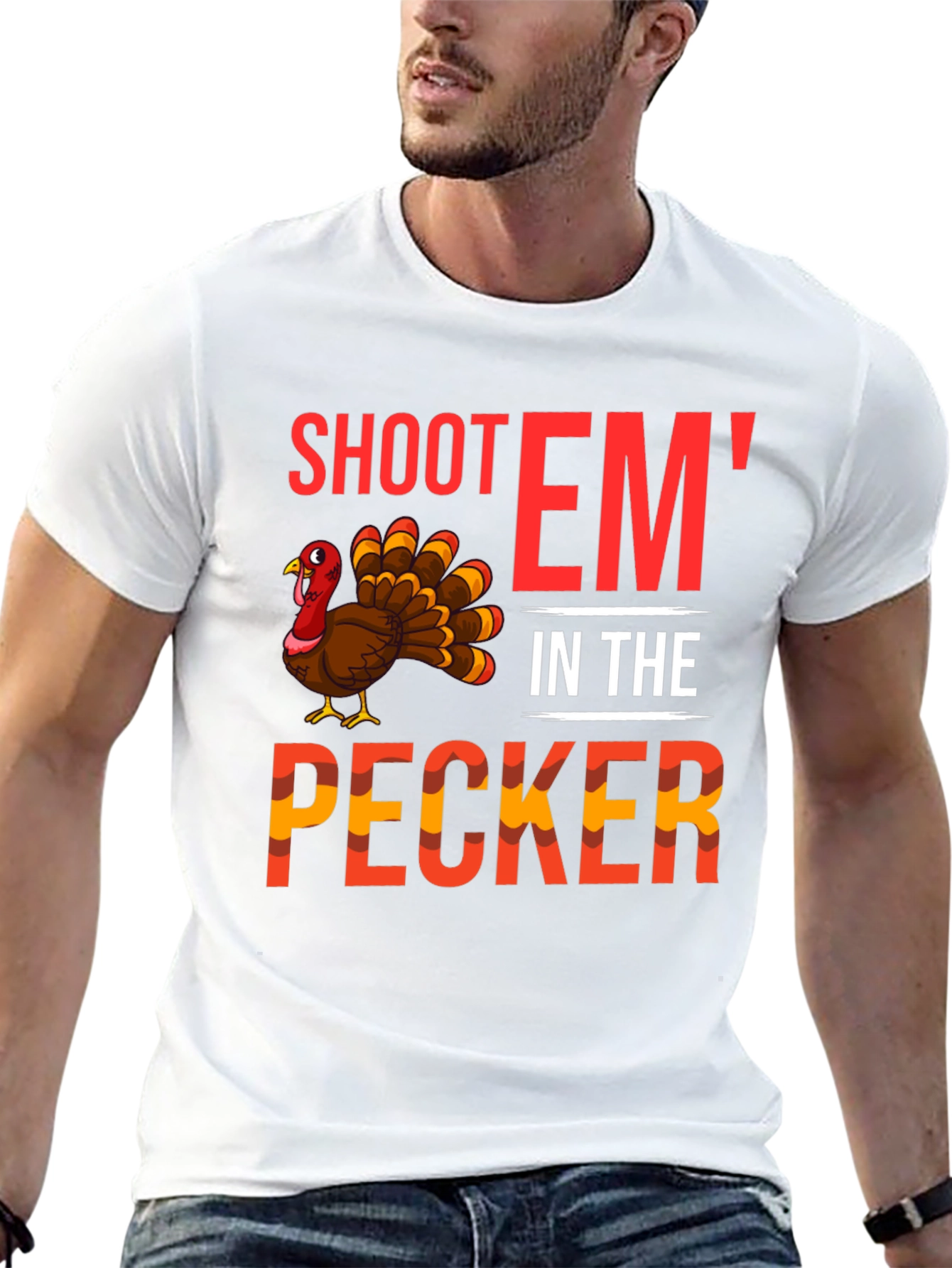 Black Shoot 'Em In The Pecker Turkey Graphic Tee view 13