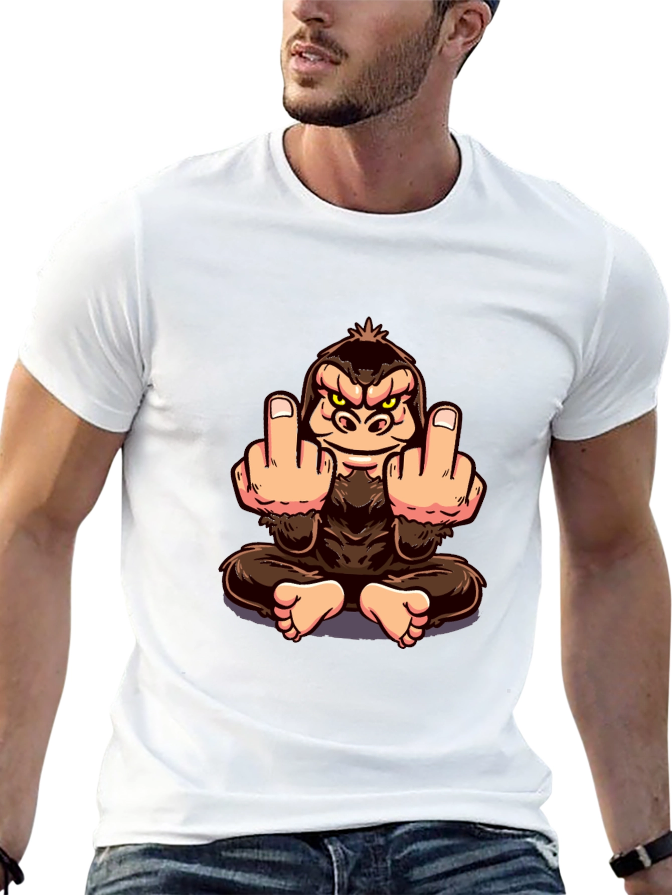Black Rude Monkey Graphic Tee - Black Crew Neck T-Shirt view 13