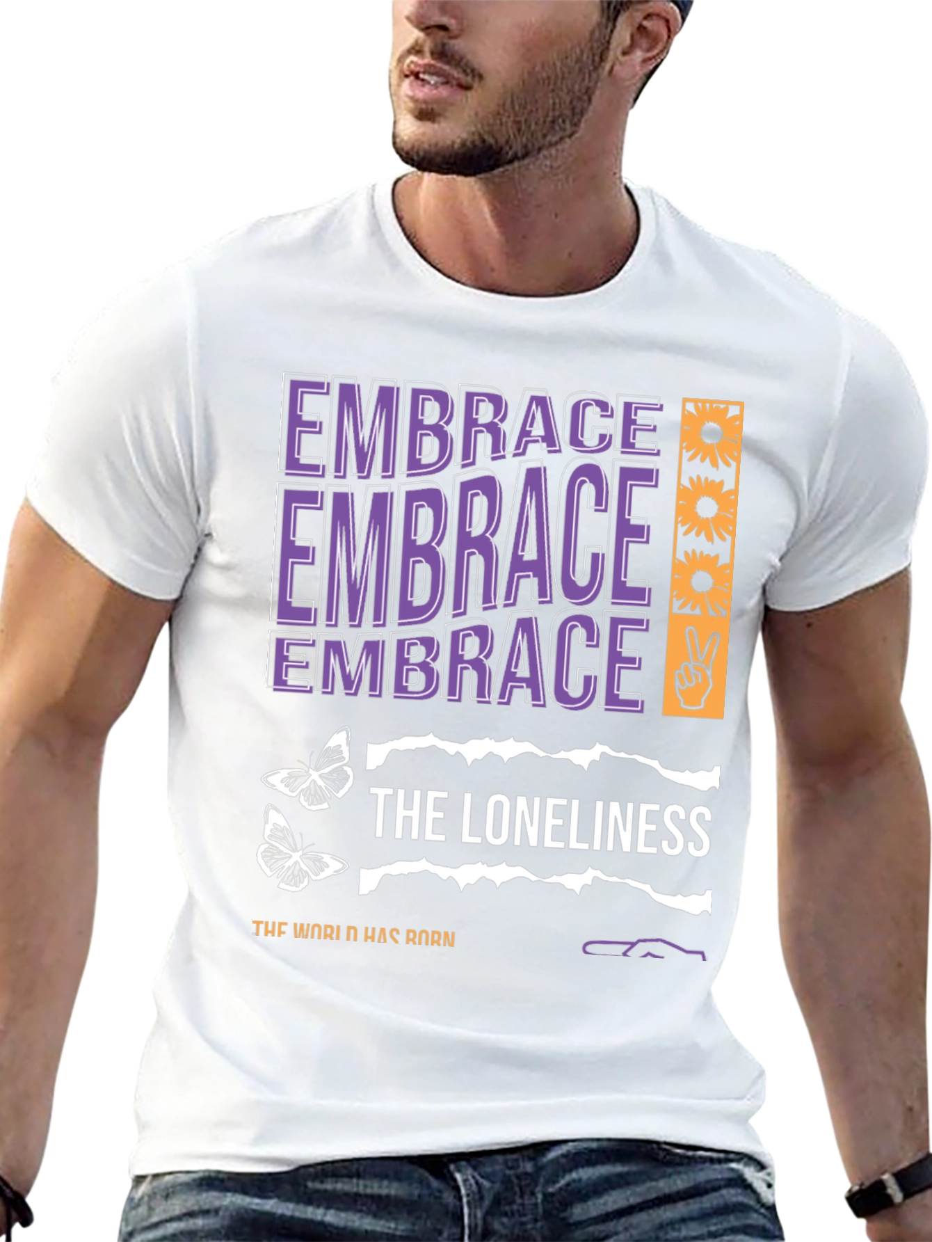Black Embrace Loneliness Graphic Tee view 13