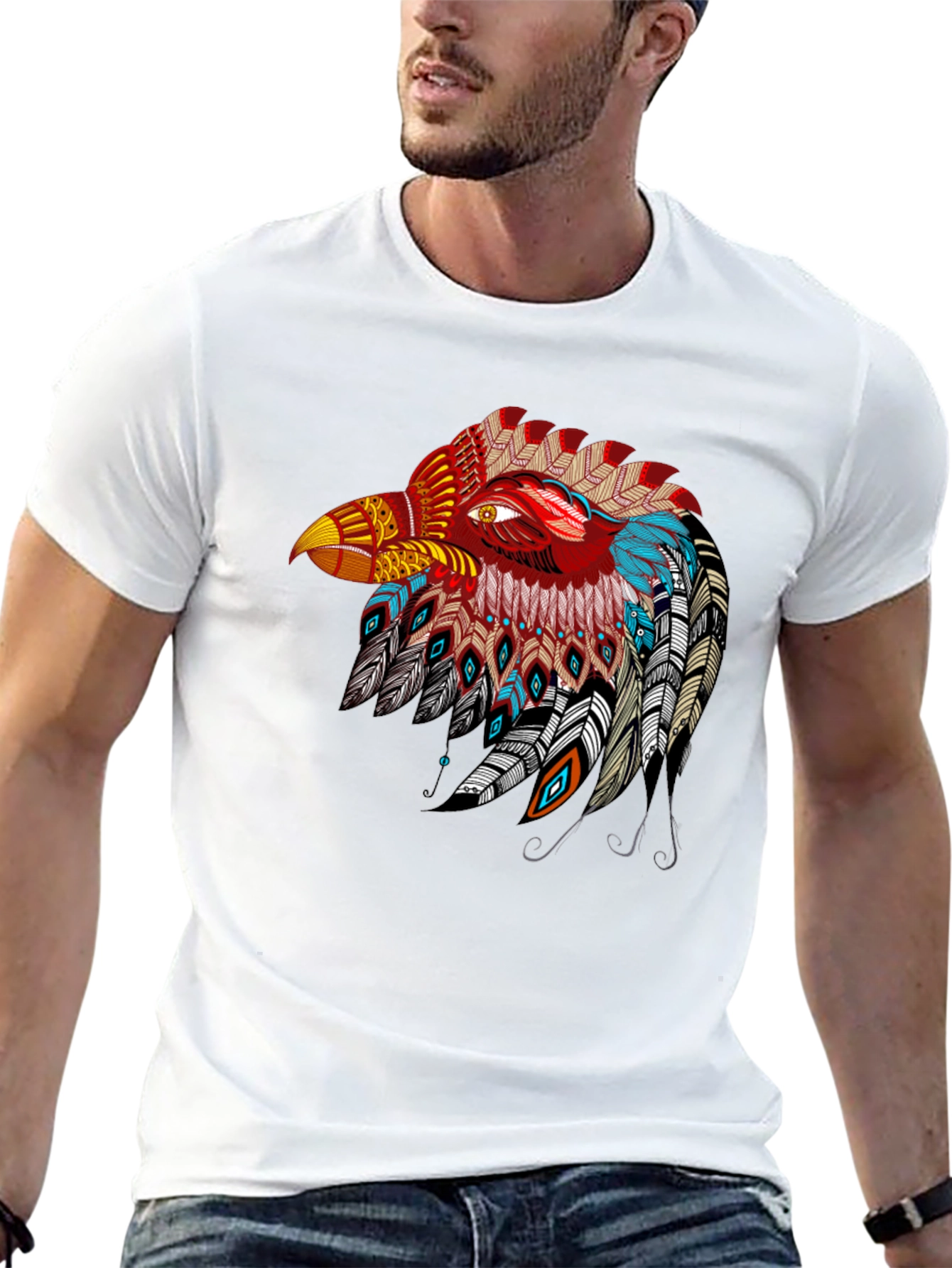 Black Tribal Eagle Graphic Black T-Shirt view 13