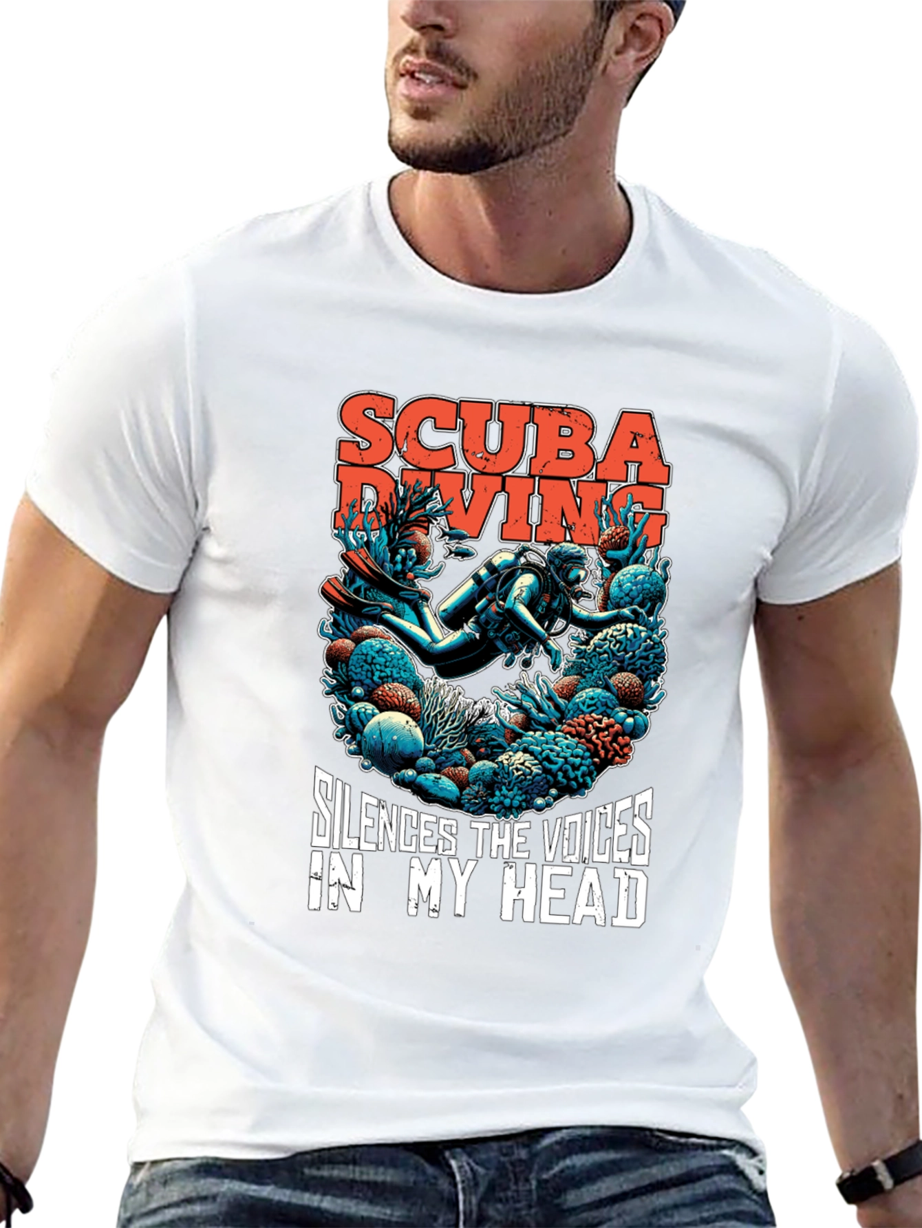 Black Scuba Diving T-Shirt - Silences the Voices Graphic Tee view 13