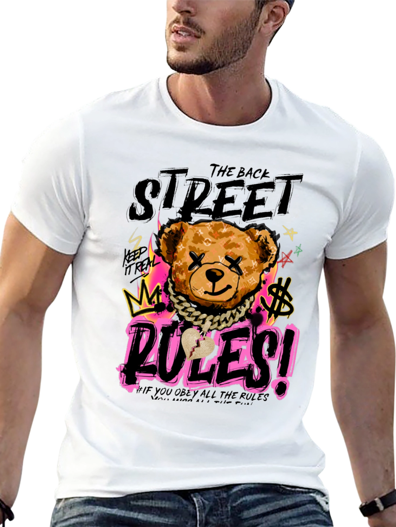 Black Street Rules Graphic Print Crew Neck T-Shirt view 13