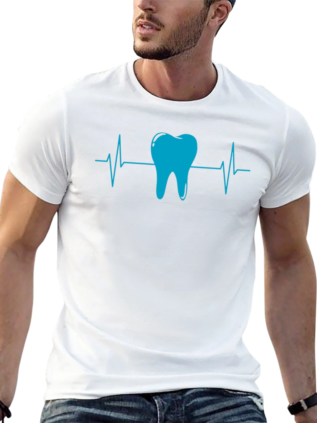 Black Dental Heartbeat T-Shirt - Black view 13