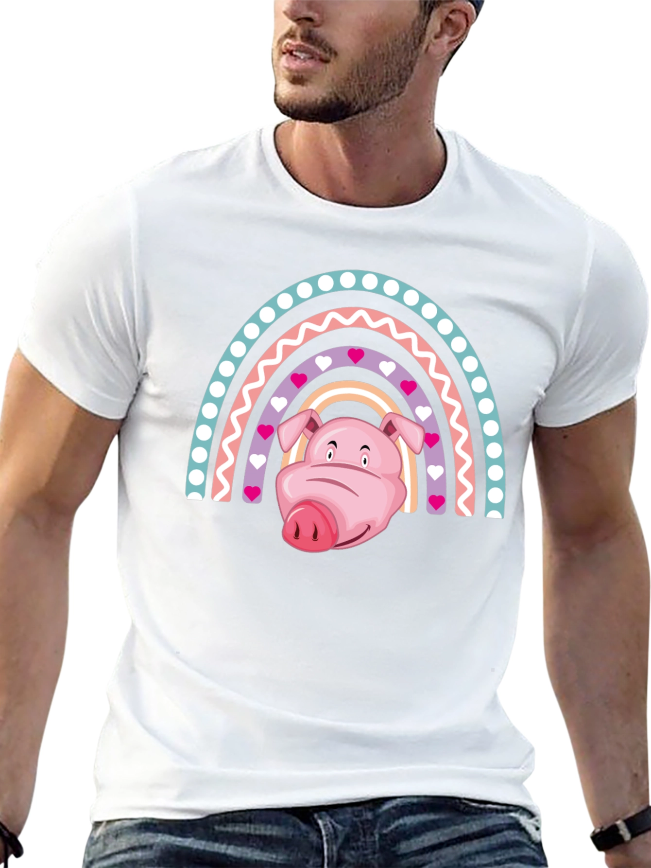Black Rainbow Pig Graphic Tee view 13