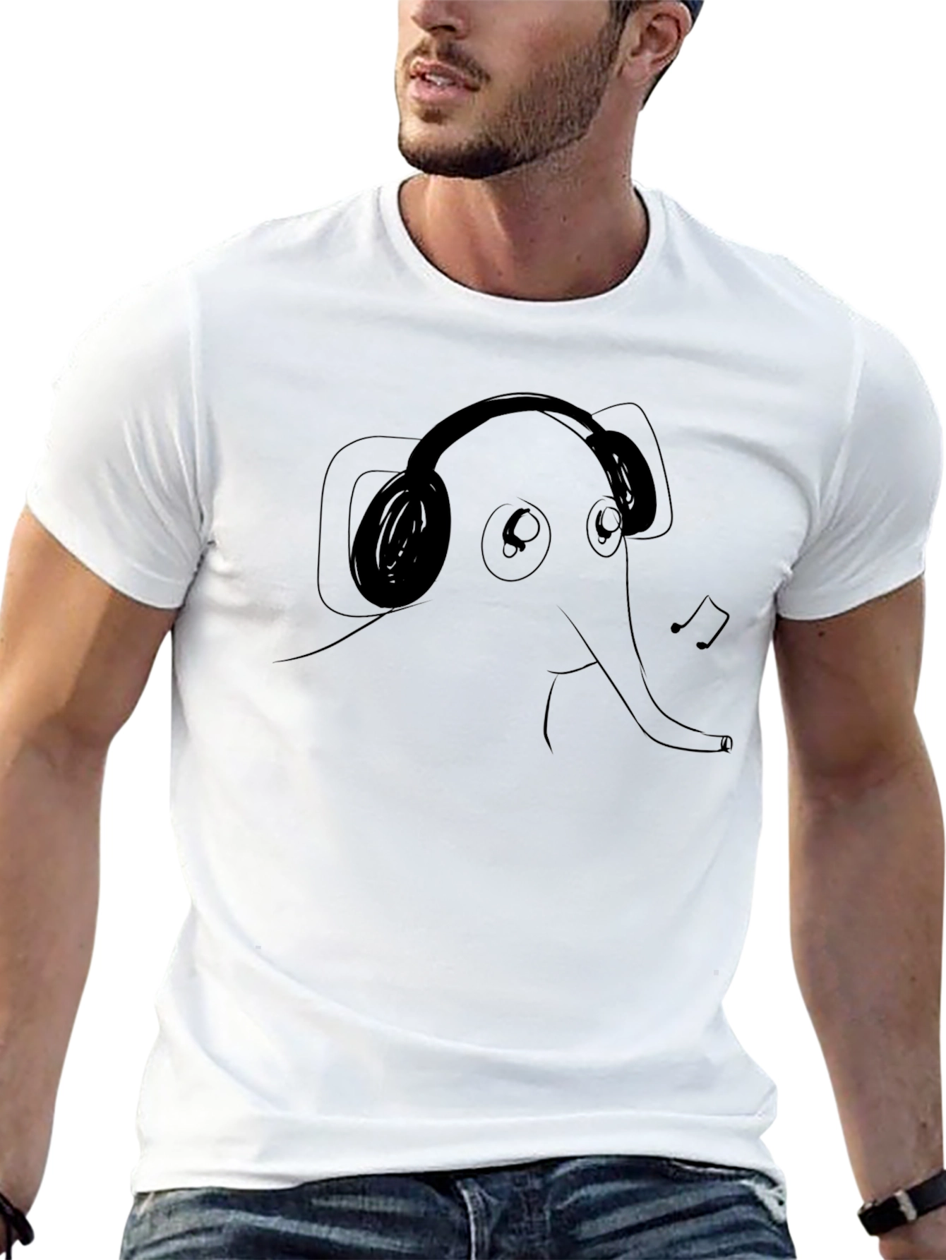 Black Elephant DJ T-Shirt - Soft Cotton Blend, Fun Graphic Tee view 13