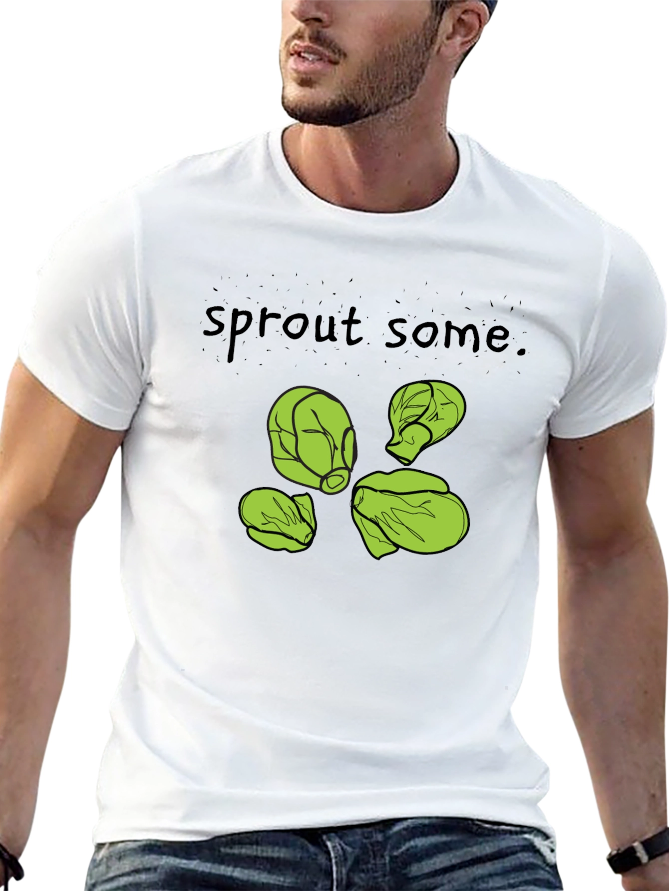 Black Sprout Some T-Shirt -  Black, Cotton, Humorous Design view 13