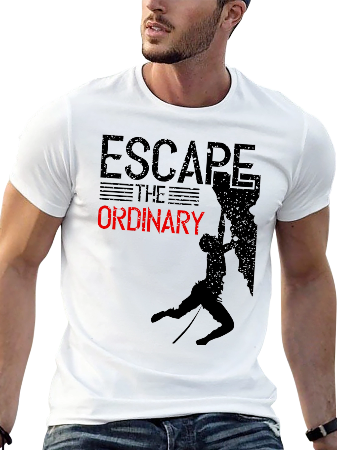 Black Escape the Ordinary Graphic Tee - Climbing Adventure view 13