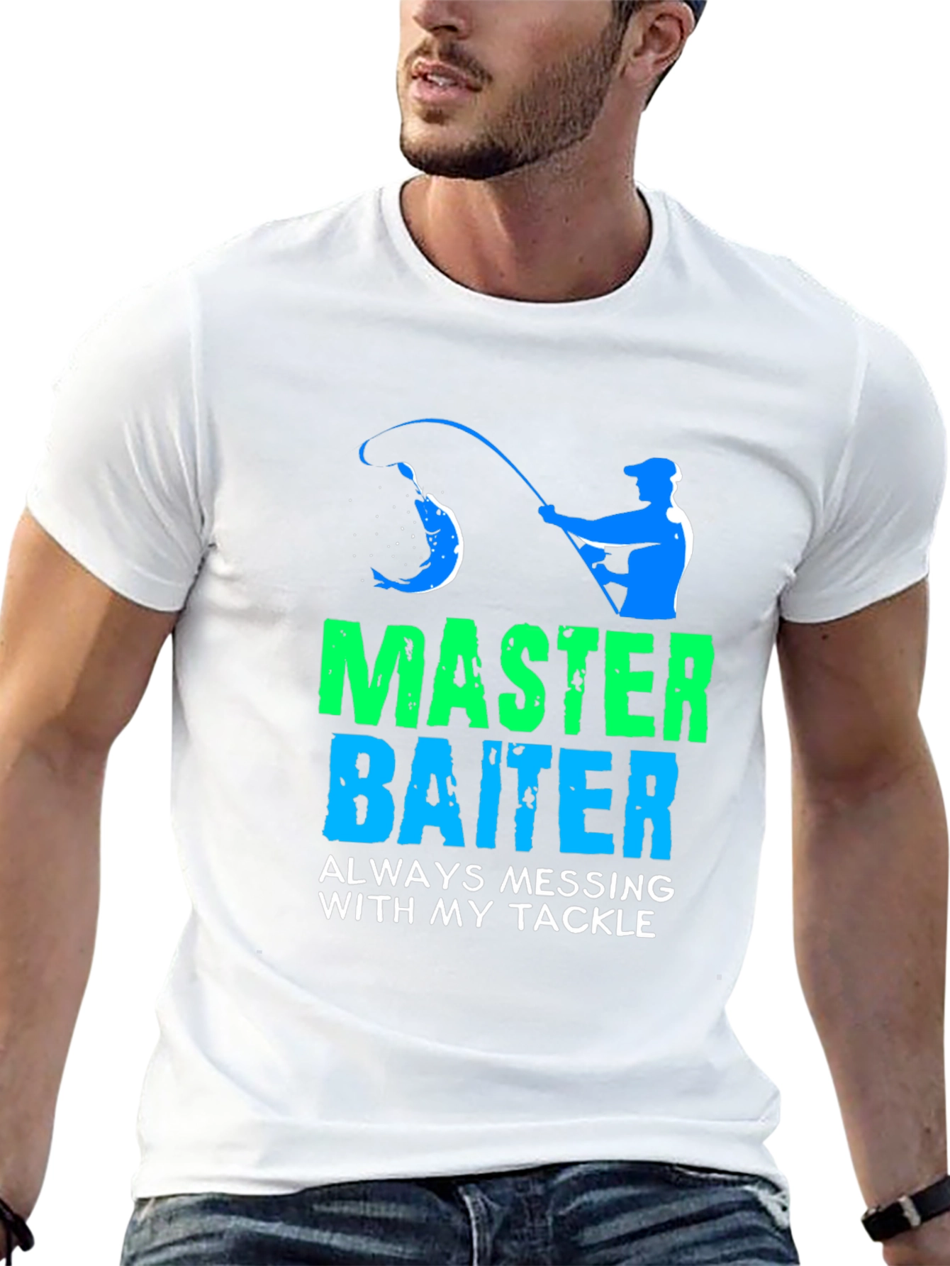 Black Master Baiter Fishing T-Shirt - Funny Angler Design view 13