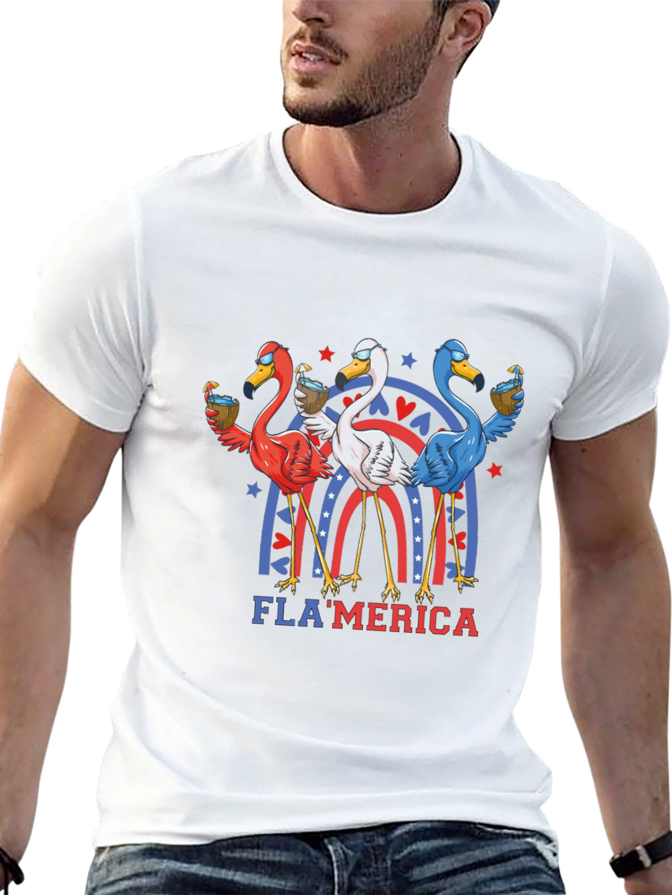 Black Fla'merica Patriotic Flamingo T-Shirt view 13