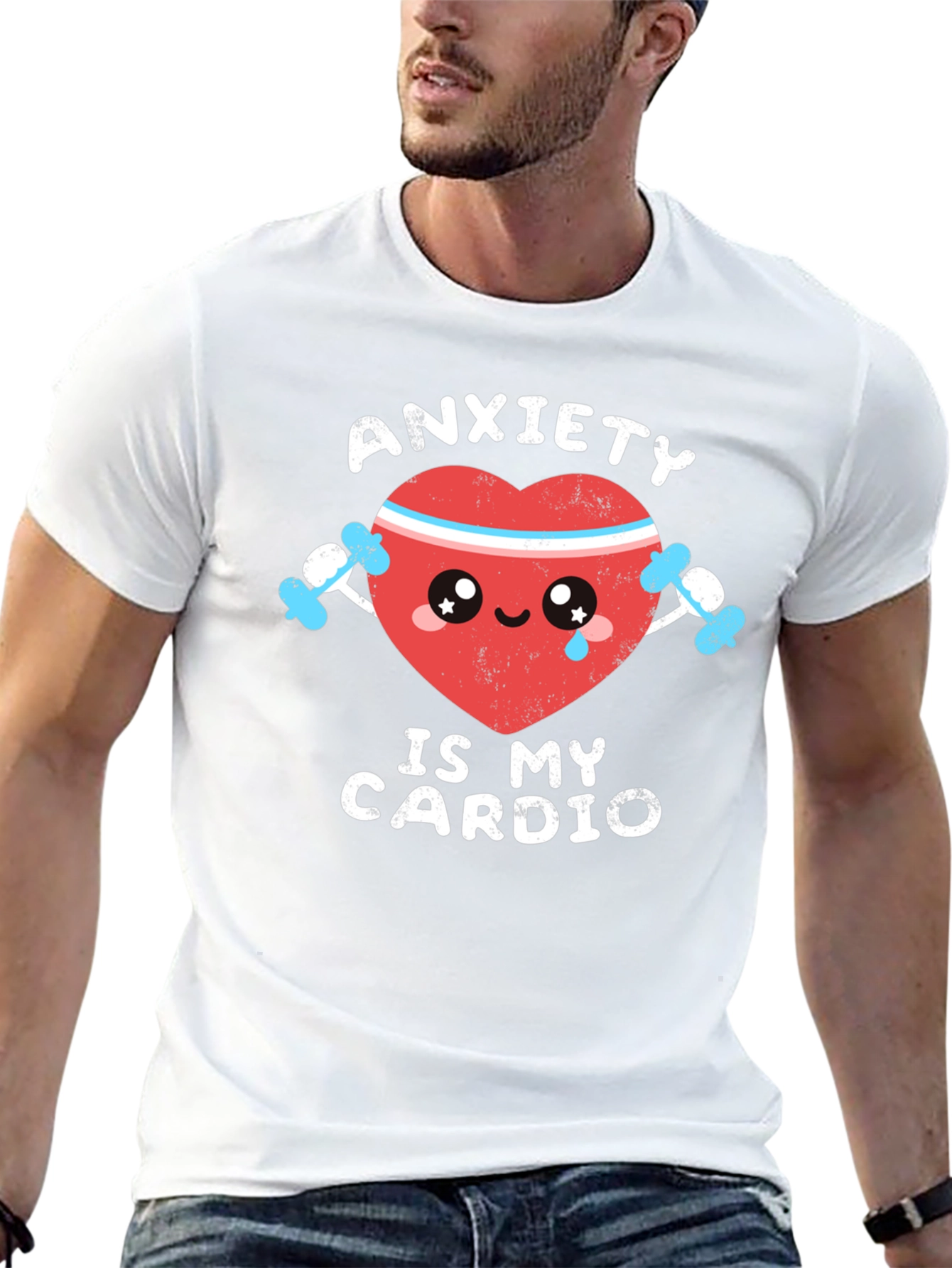Black Anxiety Is My Cardio Funny Graphic Tee view 13