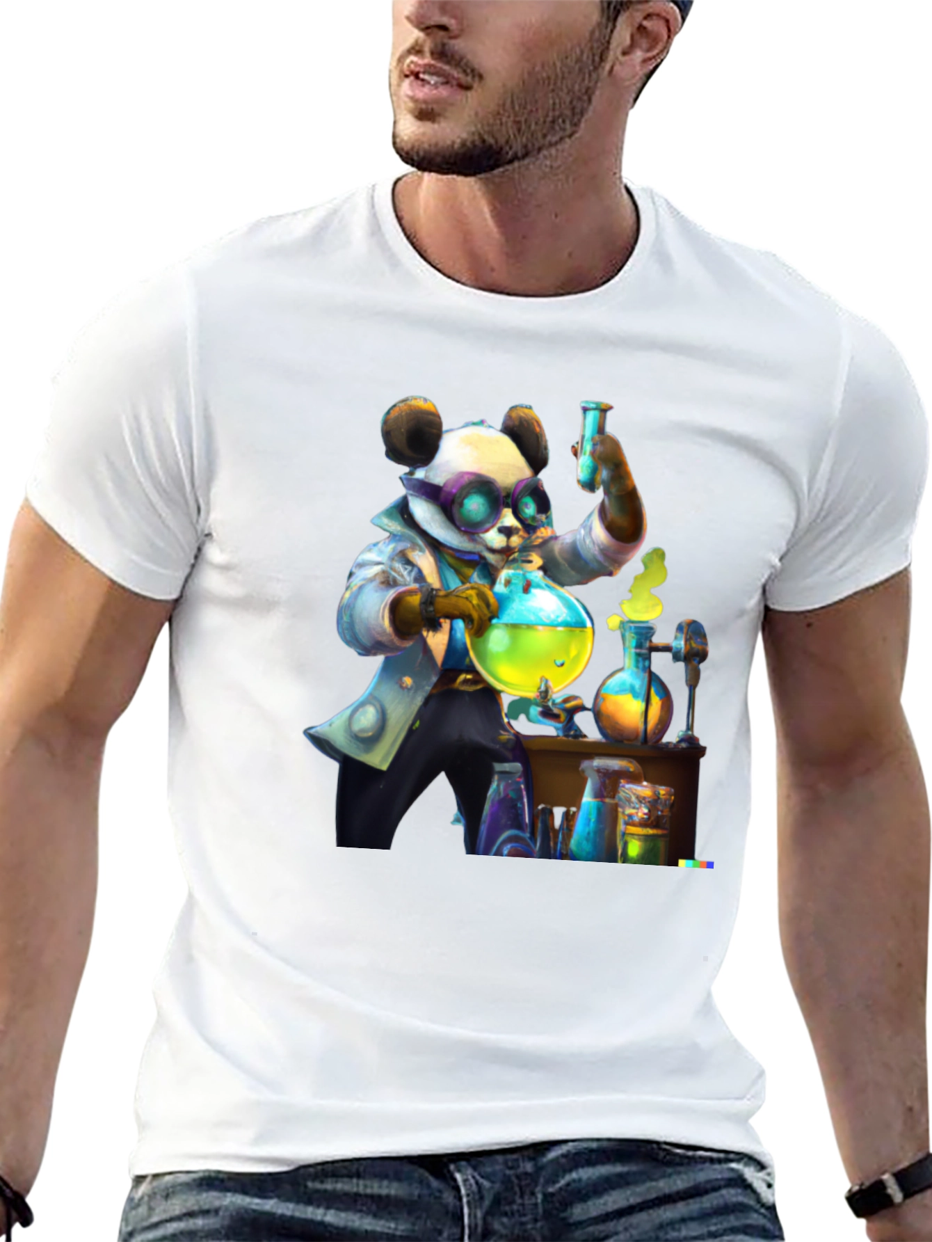 Black Mad Scientist Panda T-Shirt view 13