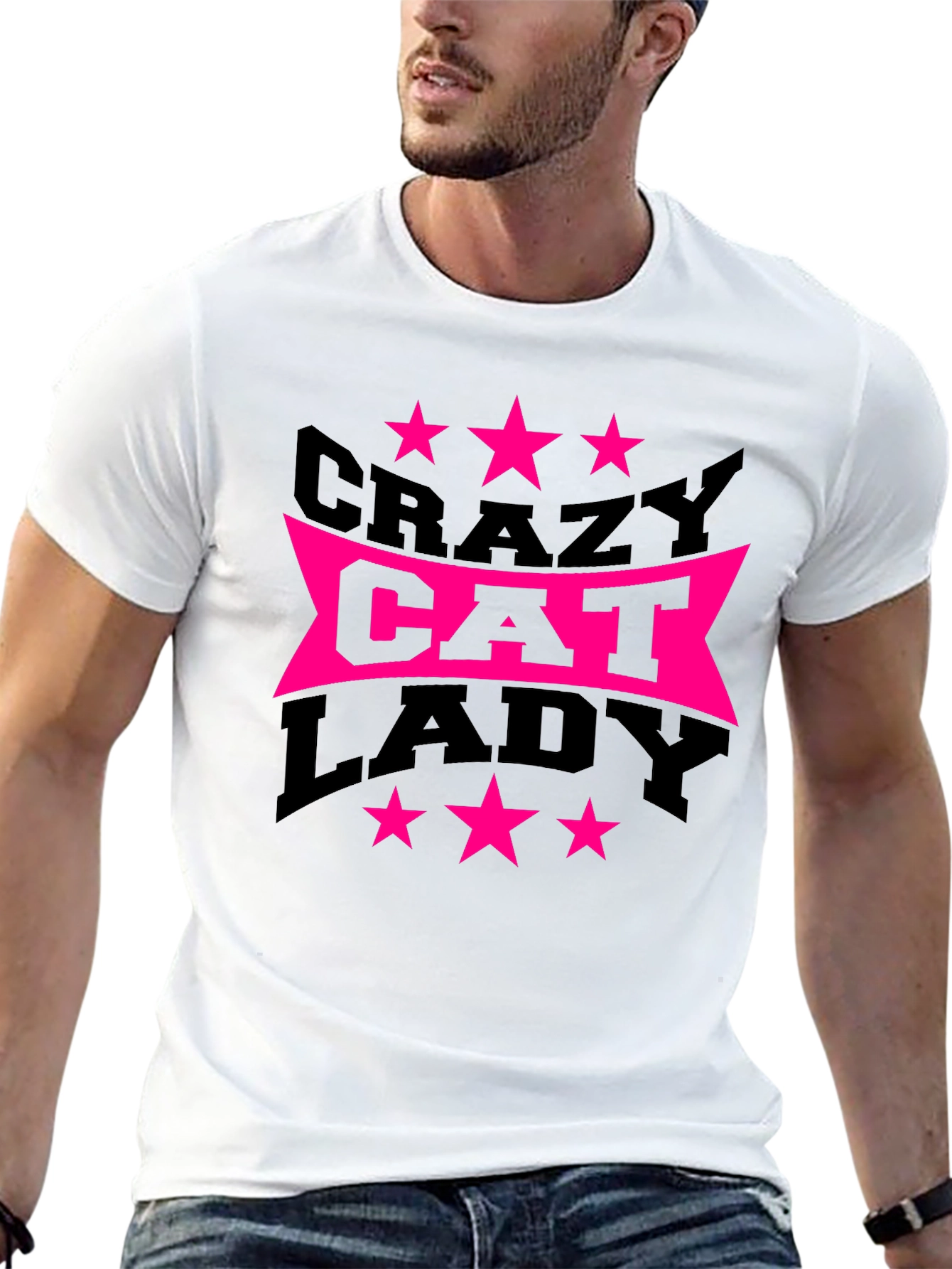 Black Crazy Cat Lady T-Shirt - Novelty Graphic Tee view 13