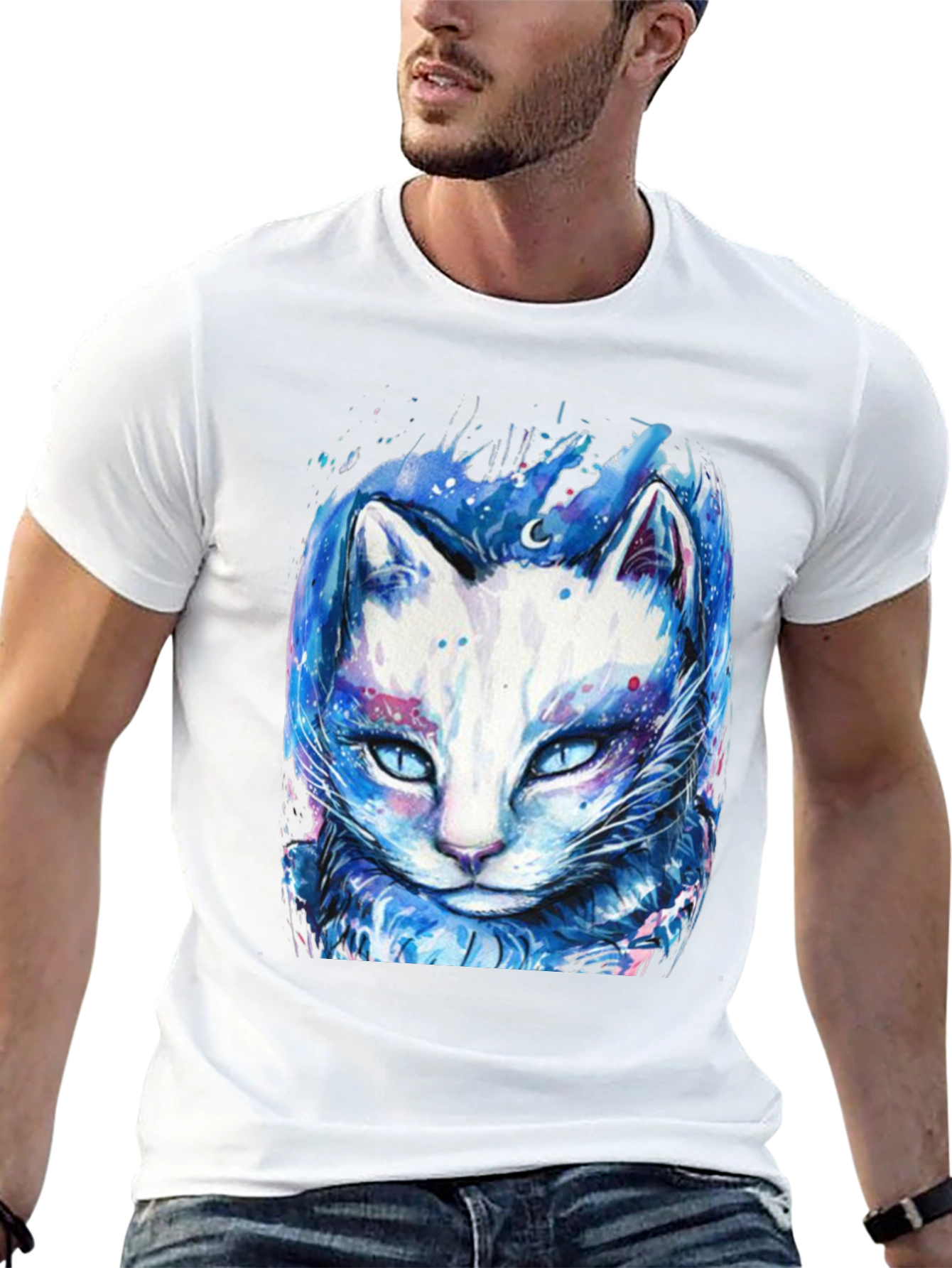 Black Cosmic Cat Graphic Tee - Black T-Shirt view 13