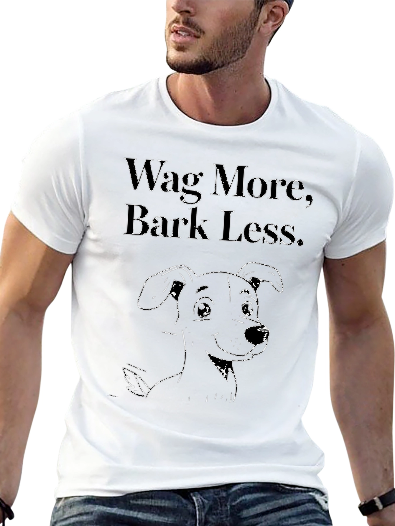 Black Wag More, Bark Less Dog Graphic Tee view 13