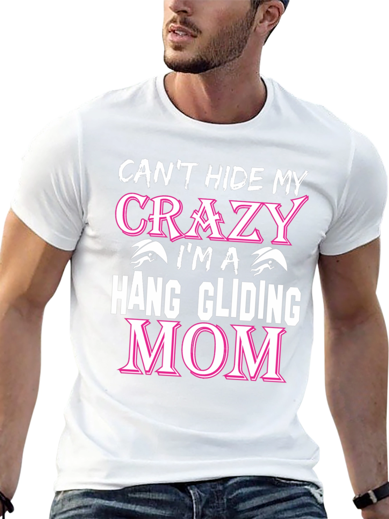 Black Crazy Hang Gliding Mom T-Shirt - Novelty Graphic Tee view 13