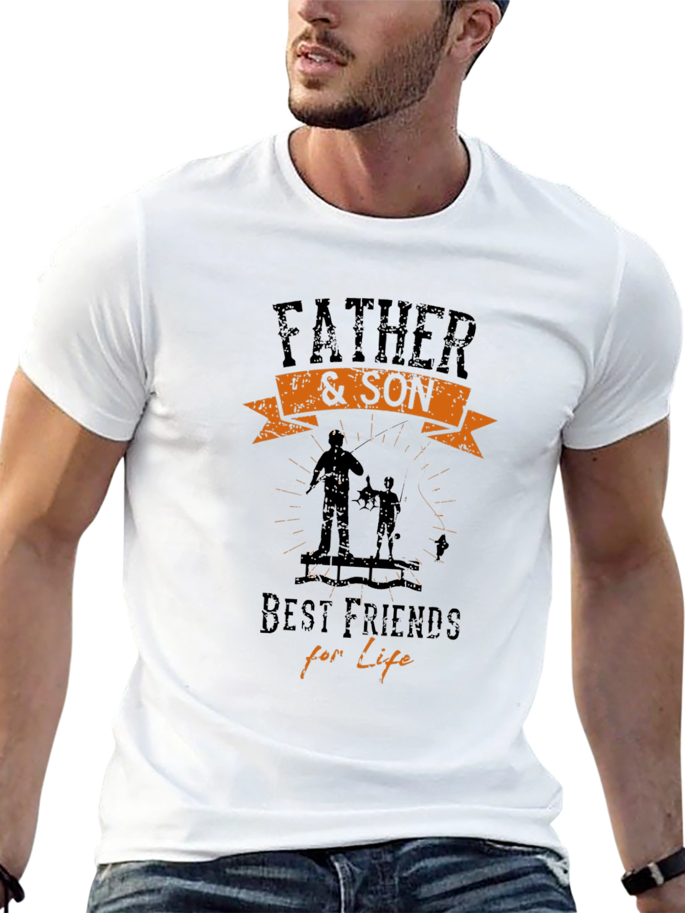 Black Father & Son Fishing T-Shirt - Best Friends for Life view 13