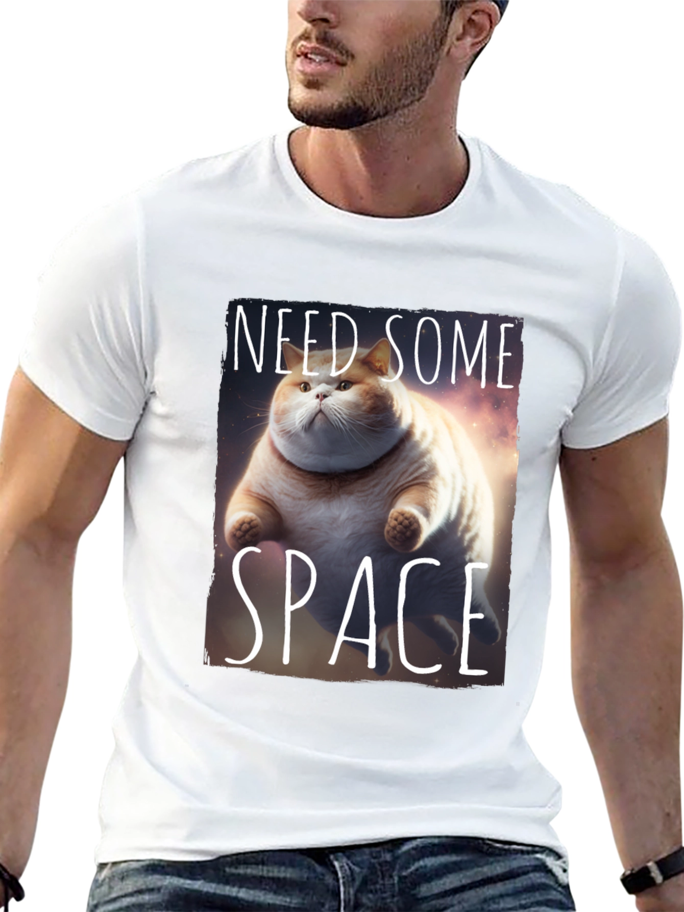 Black Need Some Space Cat T-Shirt view 13