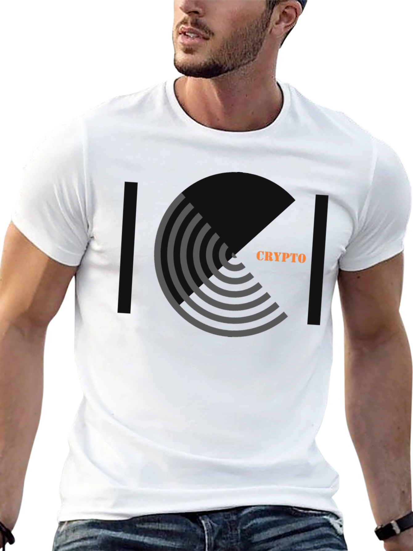 Black Crypto Graphic Tee - Modern Circular Design view 13