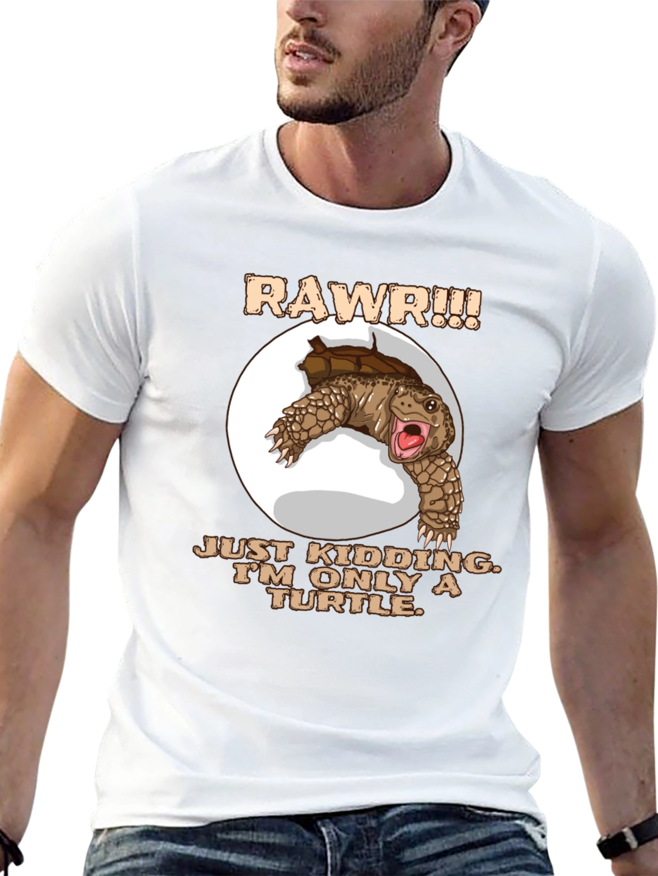 Black Funny Turtle RAWR Graphic T-Shirt view 13