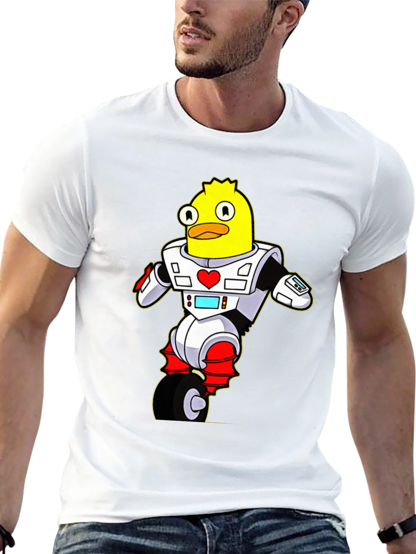 Black Robot Duck T-Shirt - Sci-Fi Cartoon Tee view 13