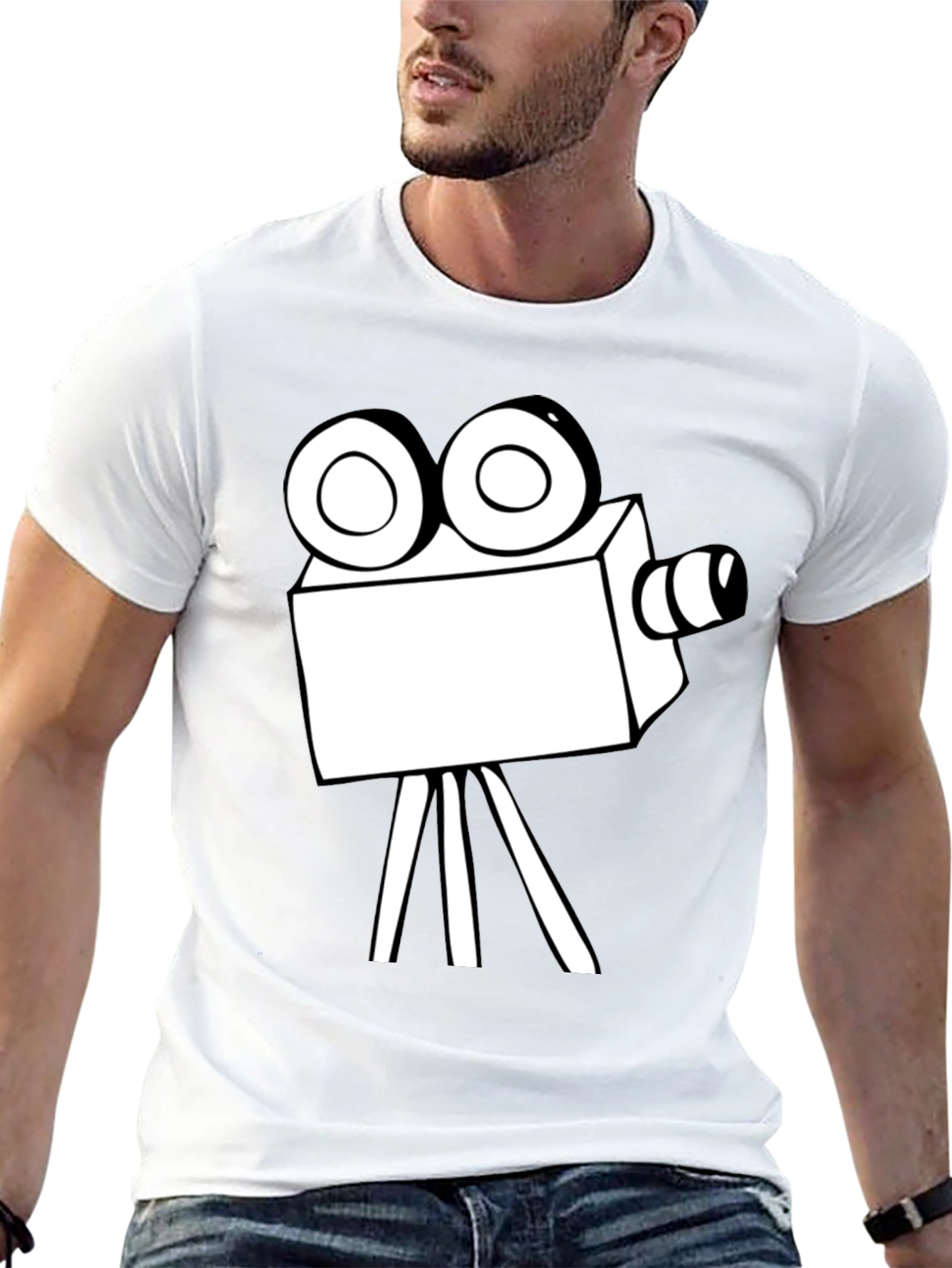Black Retro Movie Camera Graphic T-Shirt view 13