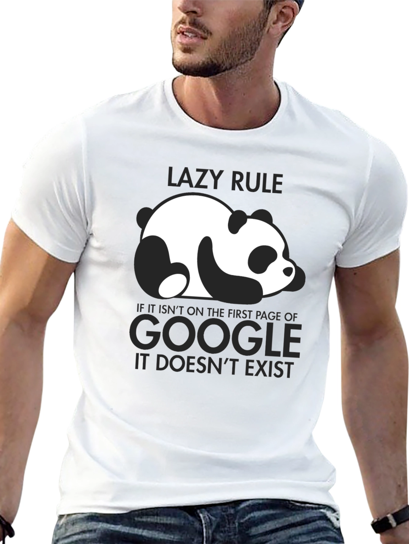 Black Lazy Rule Panda Google T-Shirt view 13