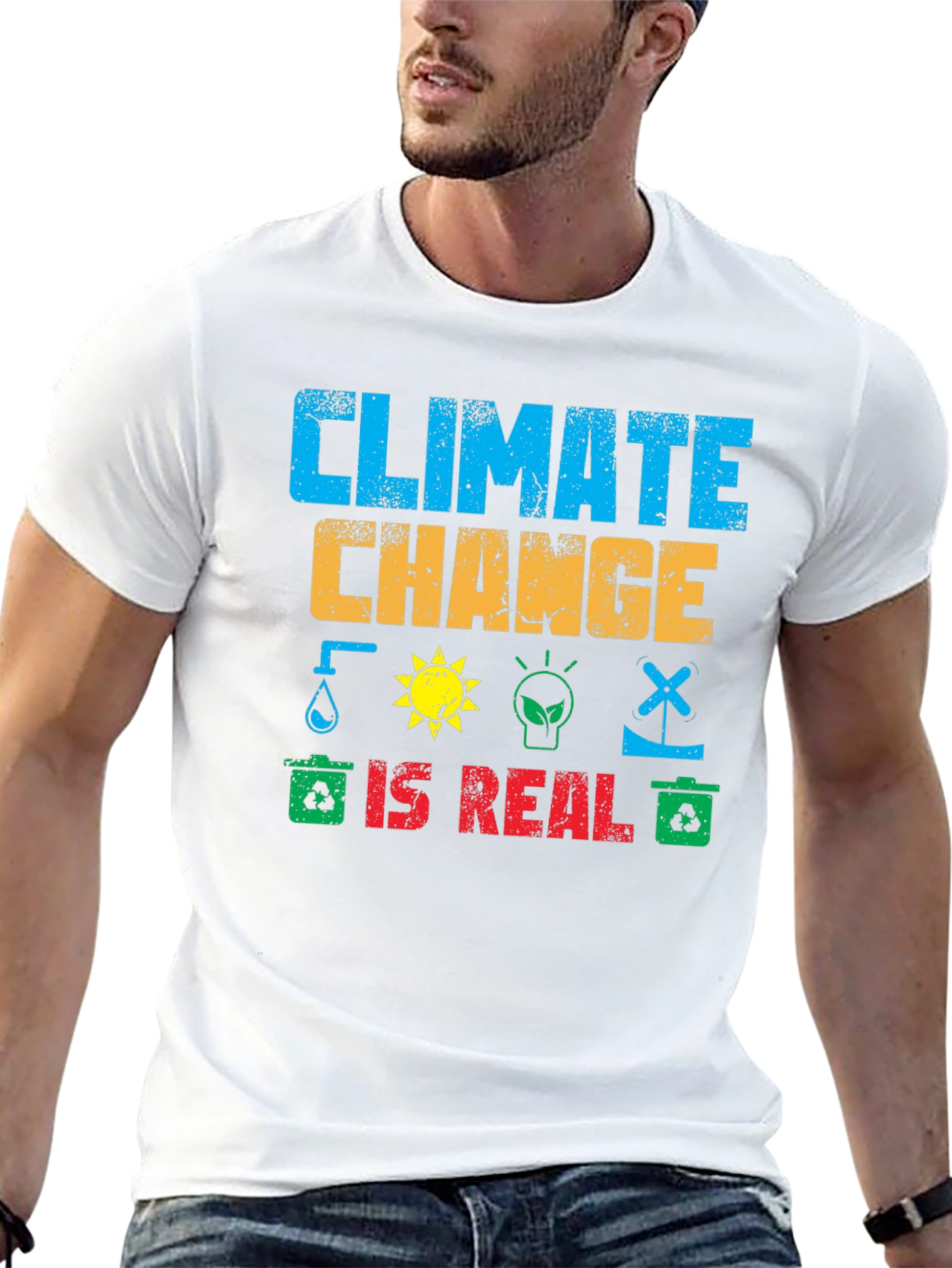 Black Climate Change is Real Graphic T-Shirt view 13