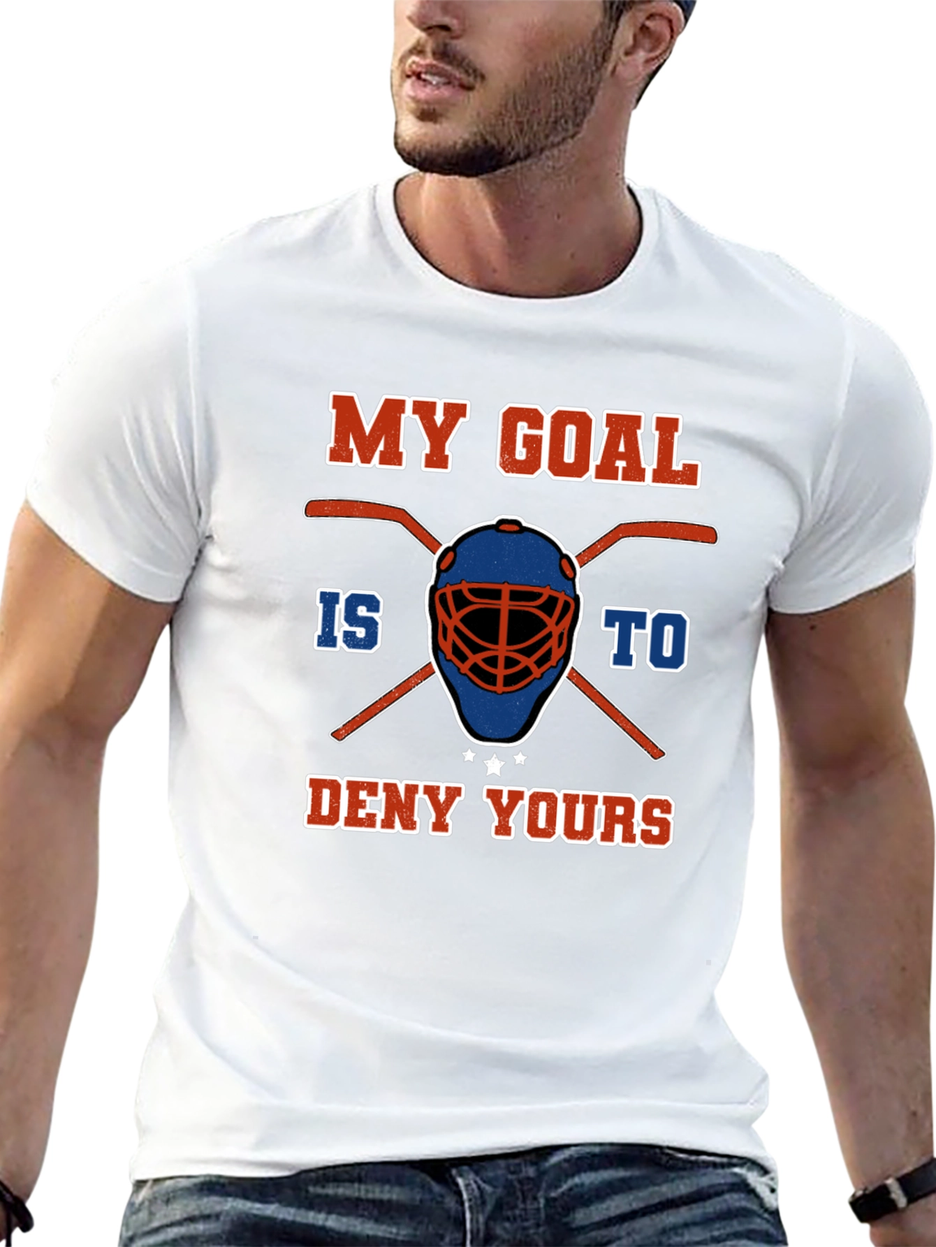 Black Hockey Goalie T-Shirt: My Goal Is To Deny Yours view 13
