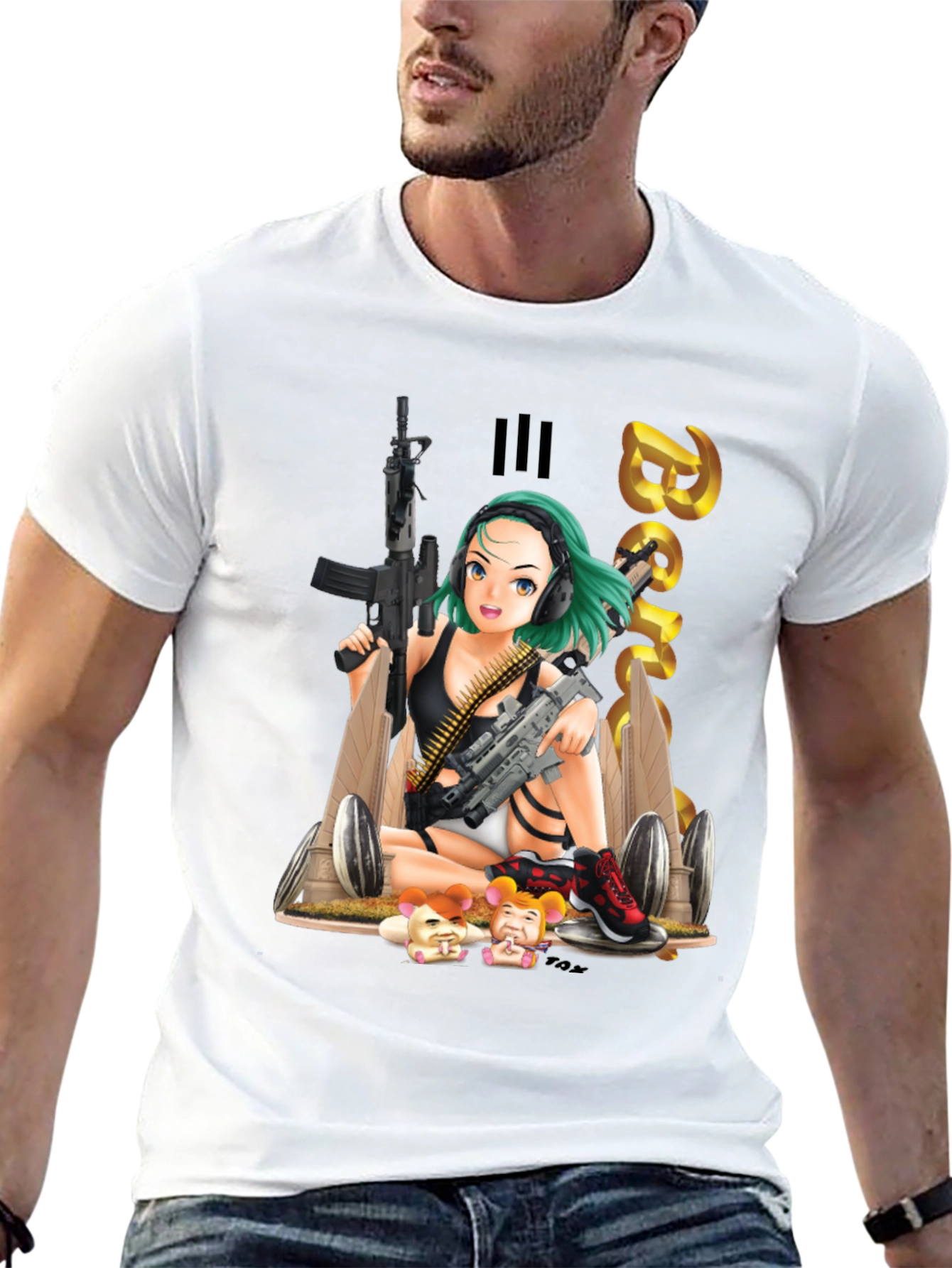 Black Anime Girl Graphic T-Shirt view 13