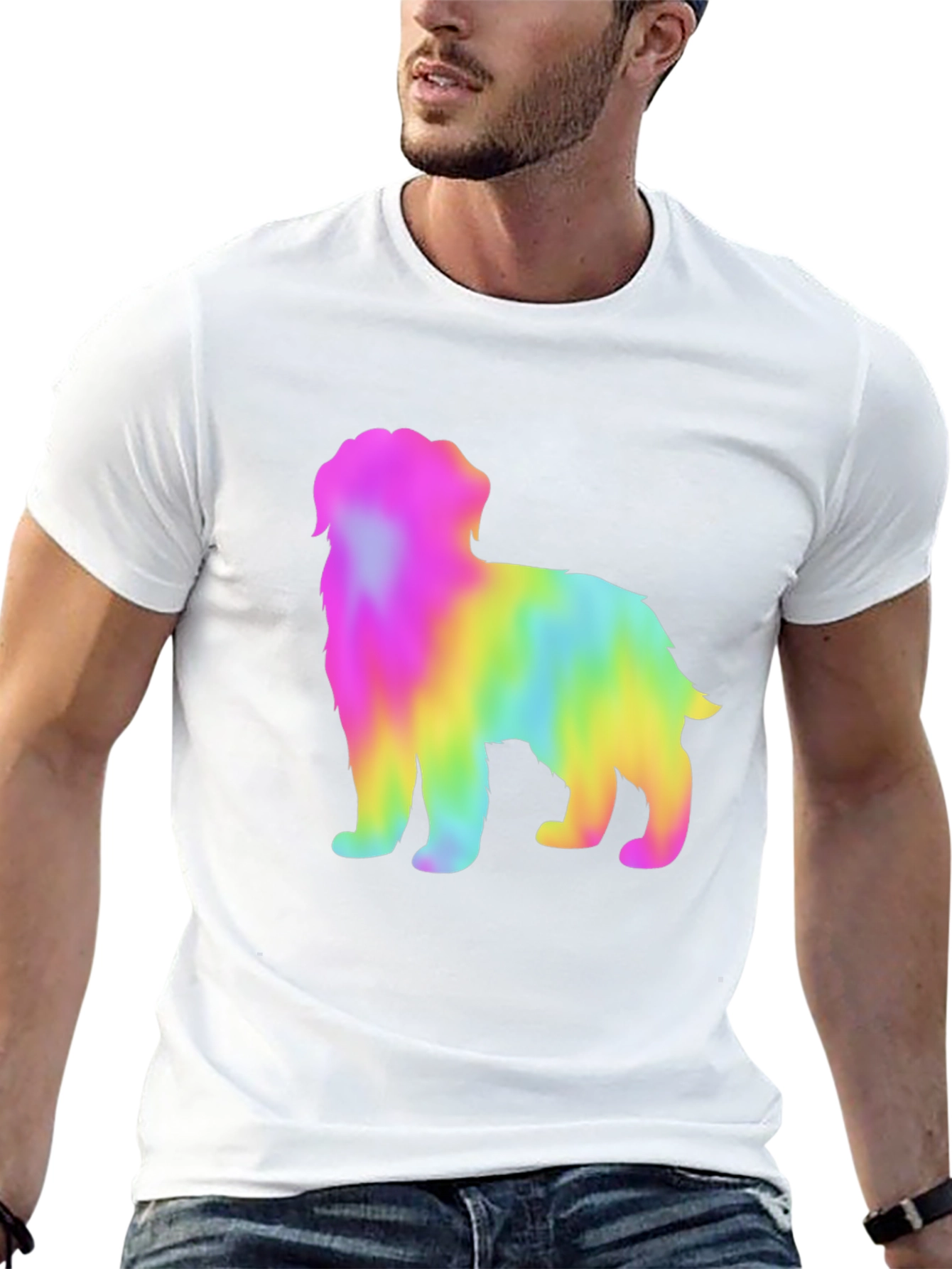 Black Rainbow Dog Graphic Tee - Unisex Black T-Shirt view 13
