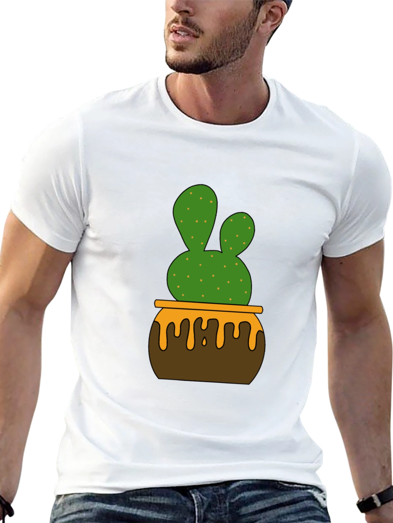Black Cactus in Pot Graphic Tee - Stylish Unisex T-Shirt view 13