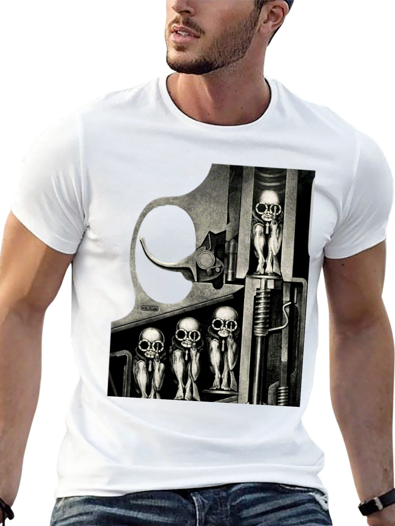 Black Surreal Art Graphic T-Shirt - Edgy Design view 13