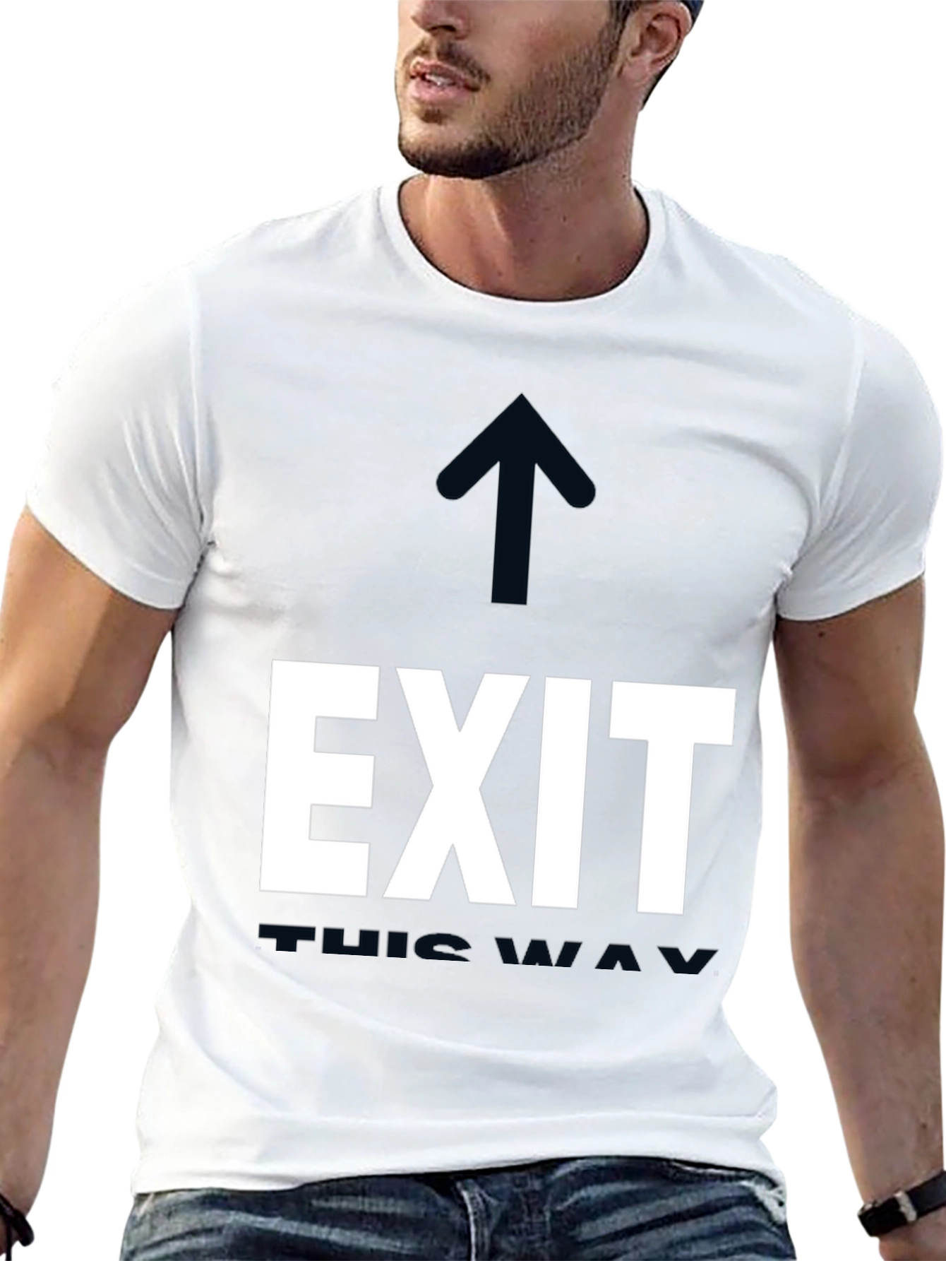 Black Exit This Way Graphic Tee - Black Cotton T-Shirt view 13