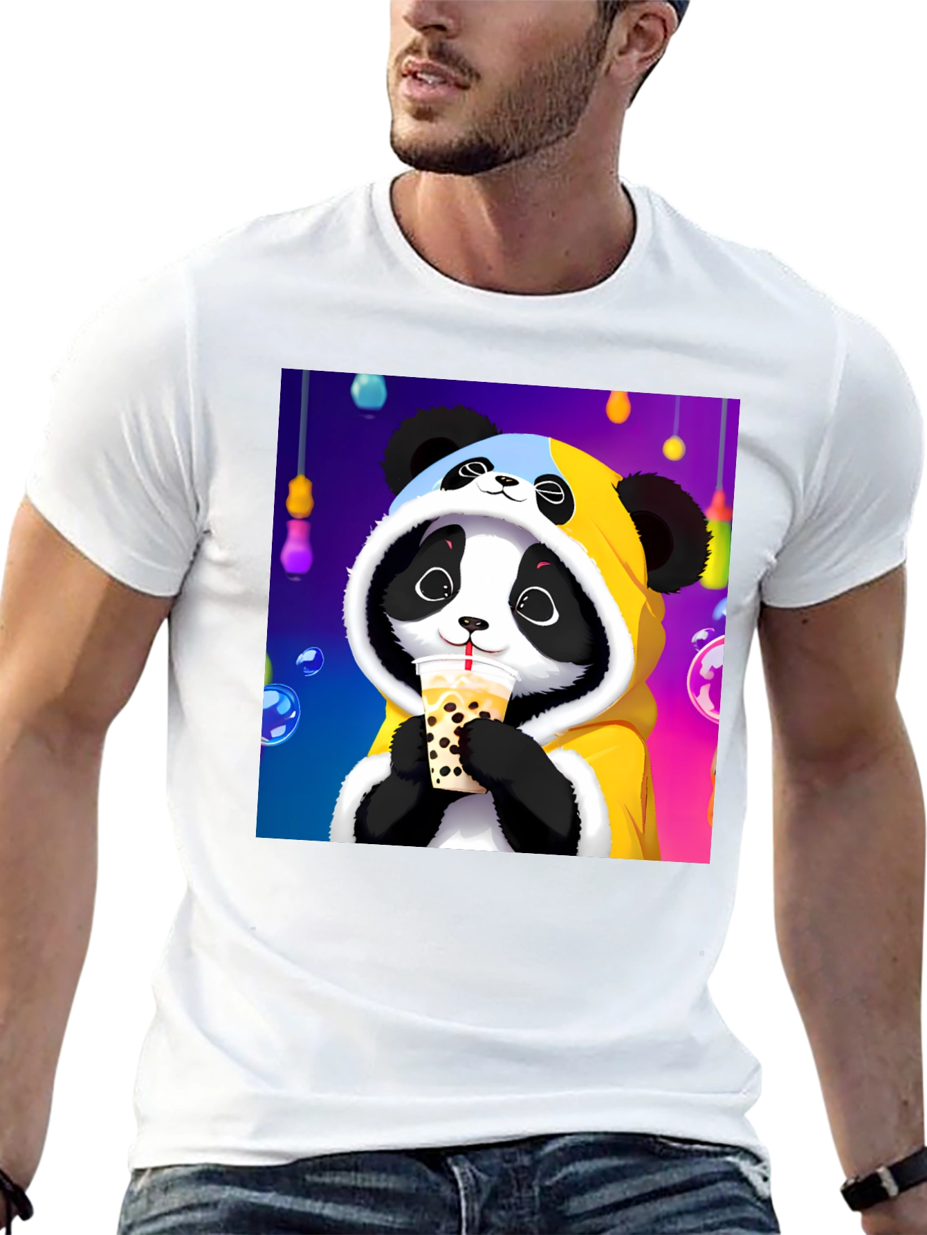 Black Cute Panda Boba Tea Graphic Tee view 13