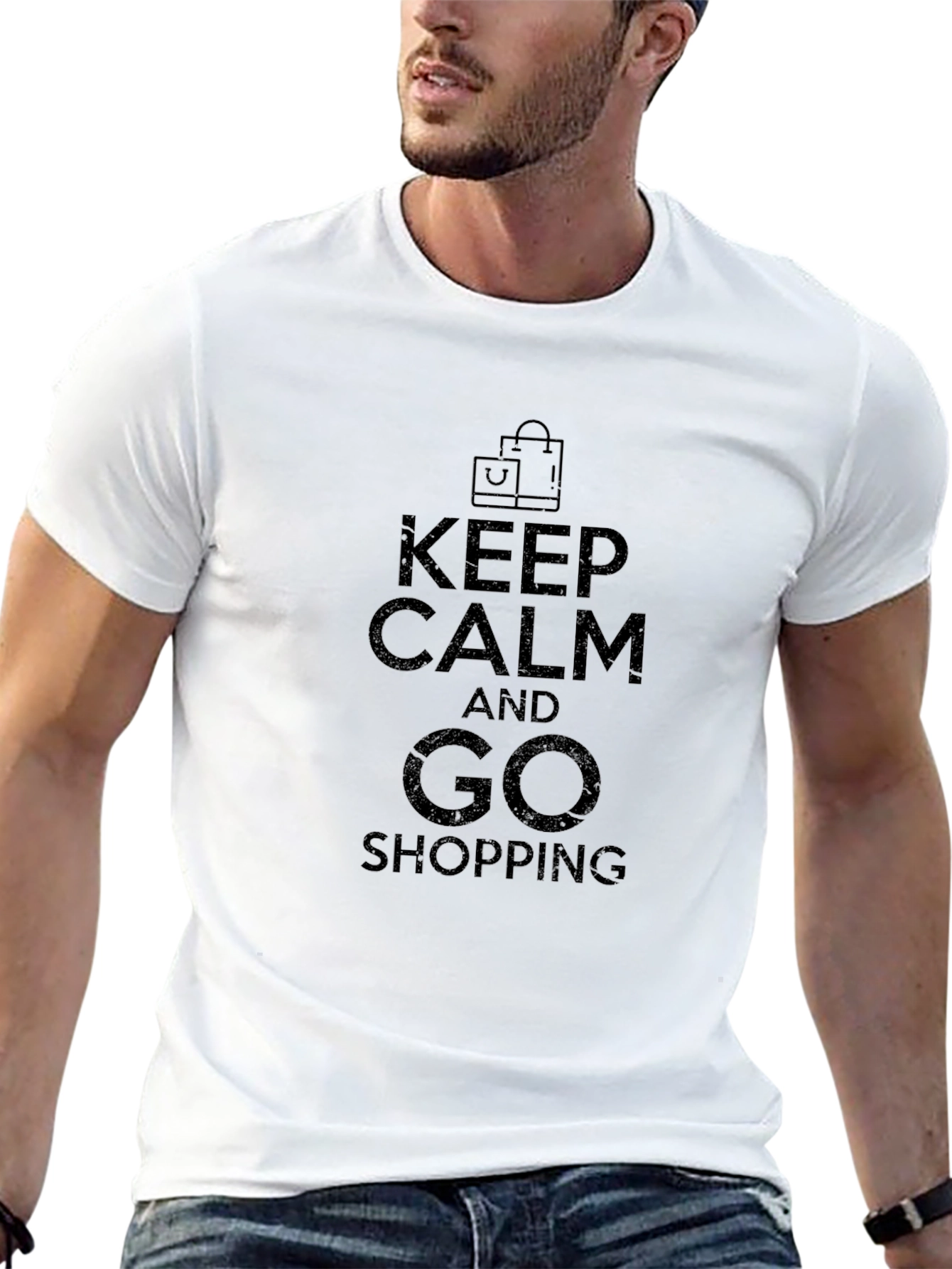 Black Keep Calm and Go Shopping Black T-Shirt view 13