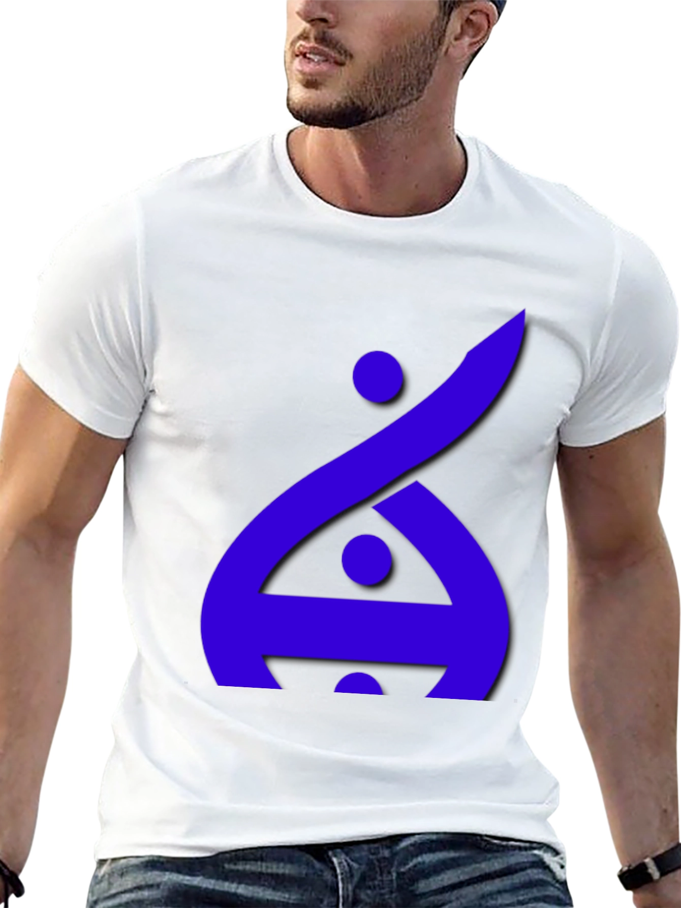 Black Modern Graphic Tee - Blue Abstract Design on Black view 13