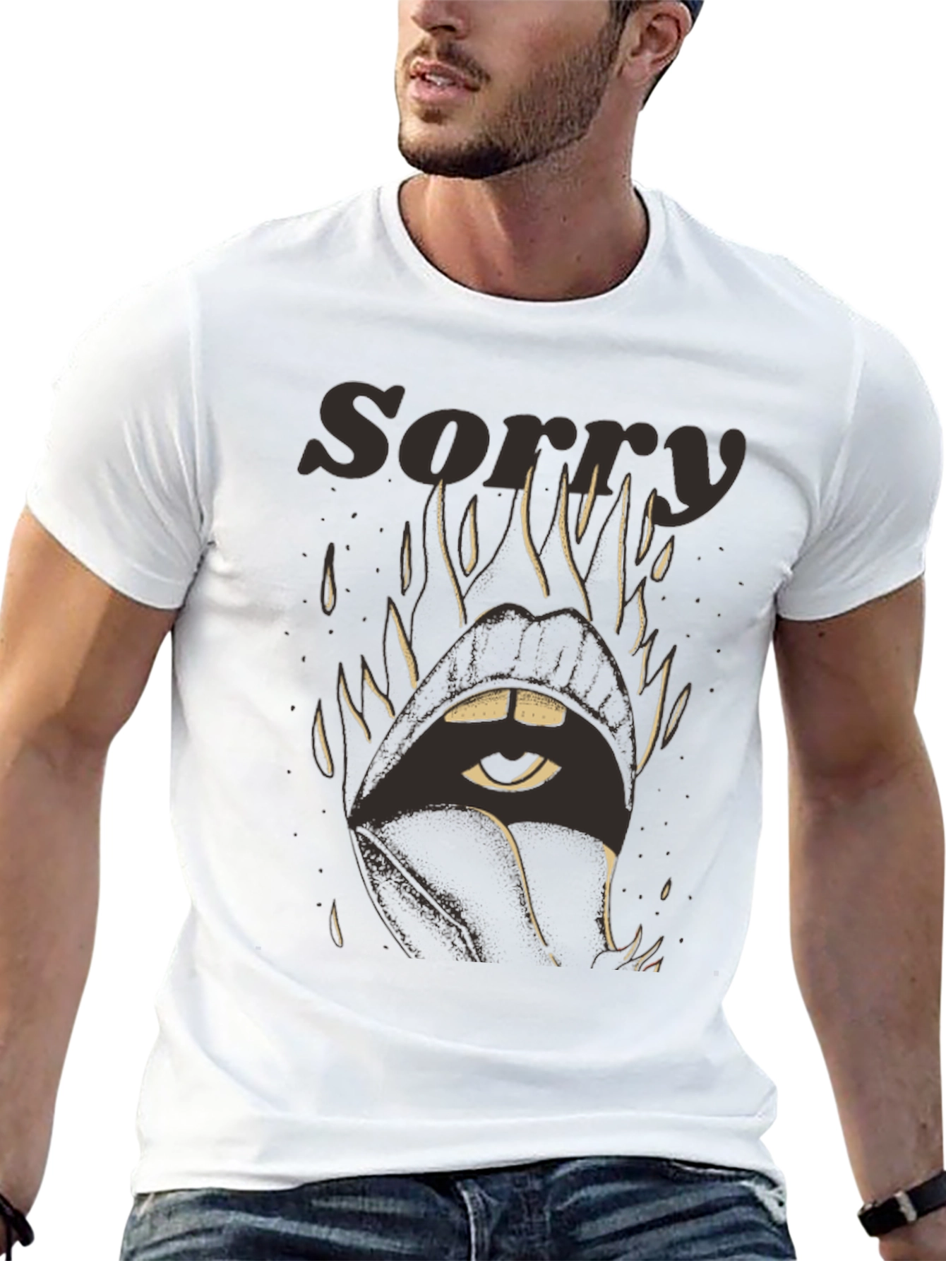 Black Sorry Eye Mouth Graphic Tee view 13