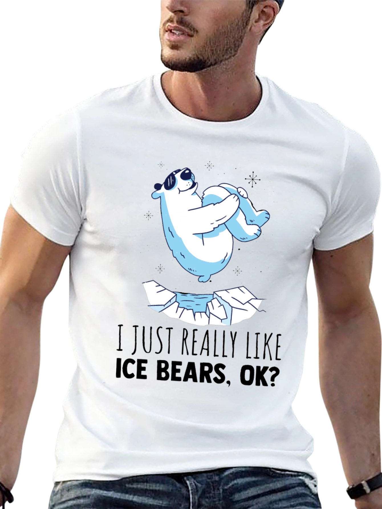 Black Cool Polar Bear T-Shirt - I Just Really Like Ice Bears view 13