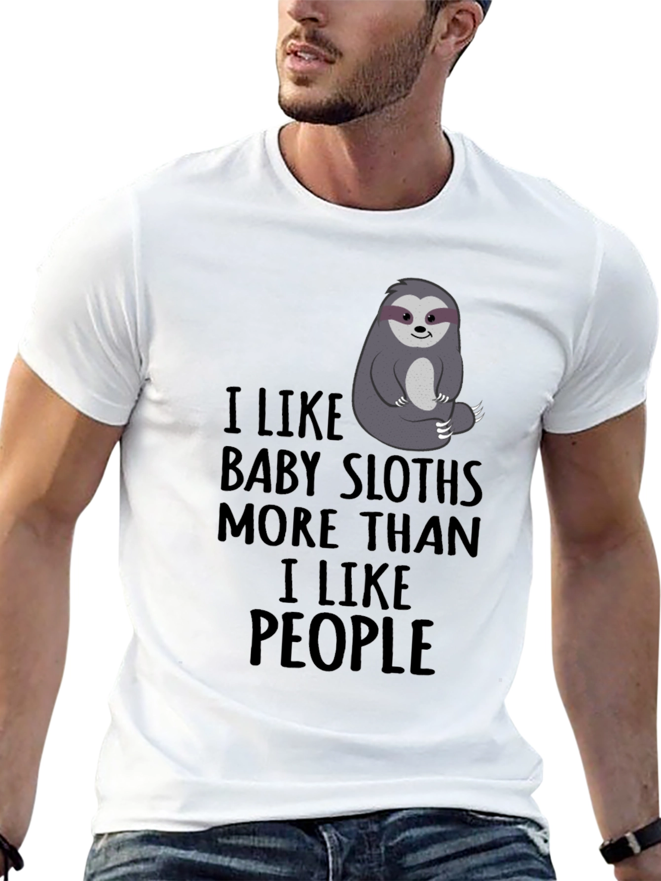 Black I Like Baby Sloths More Than People Black T-Shirt view 13