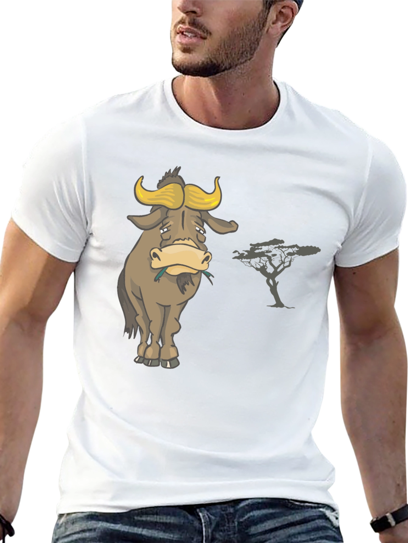 Black Sad Wildebeest T-Shirt - Men's Black Graphic Tee view 13