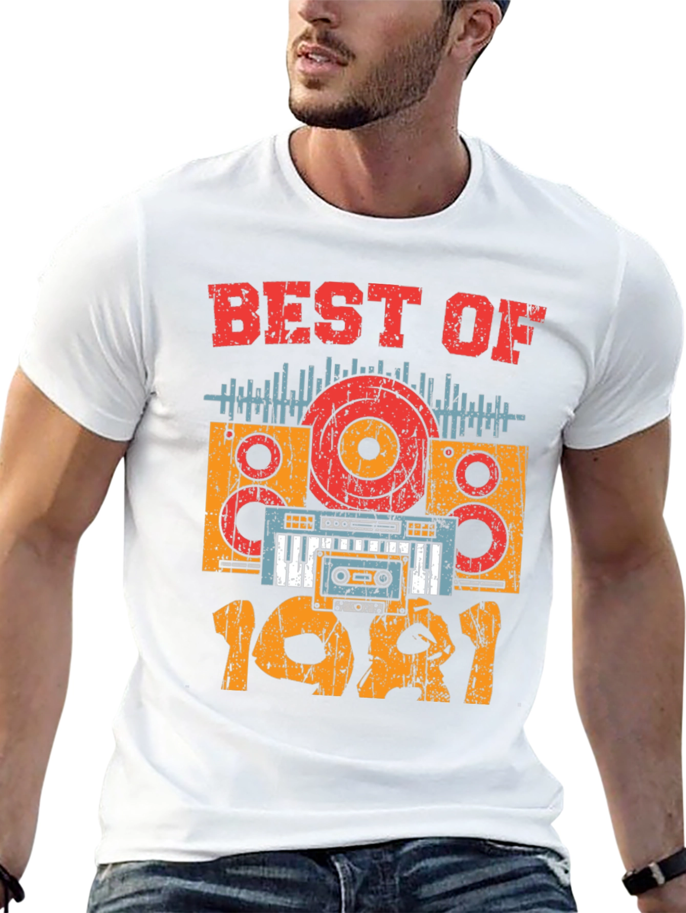 Black Best of 1981 Retro Music T-Shirt view 13
