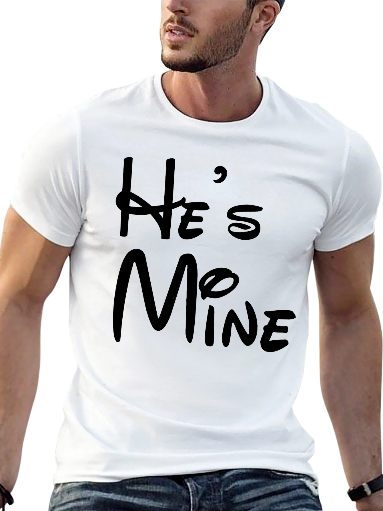 Black He's Mine Black Graphic Tee for Men view 13