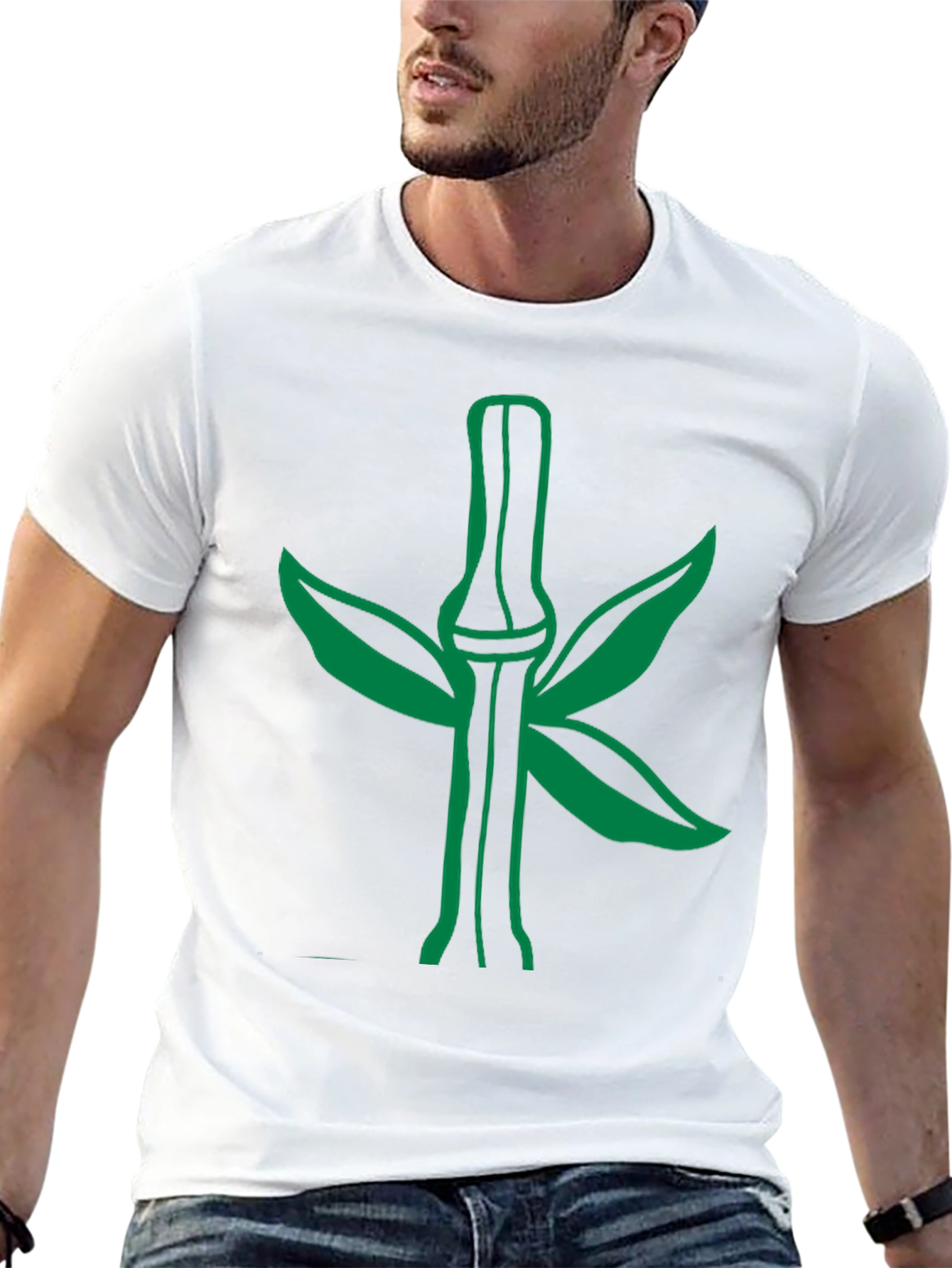 Black Green Bamboo Graphic Tee - Stylish Nature Design view 13