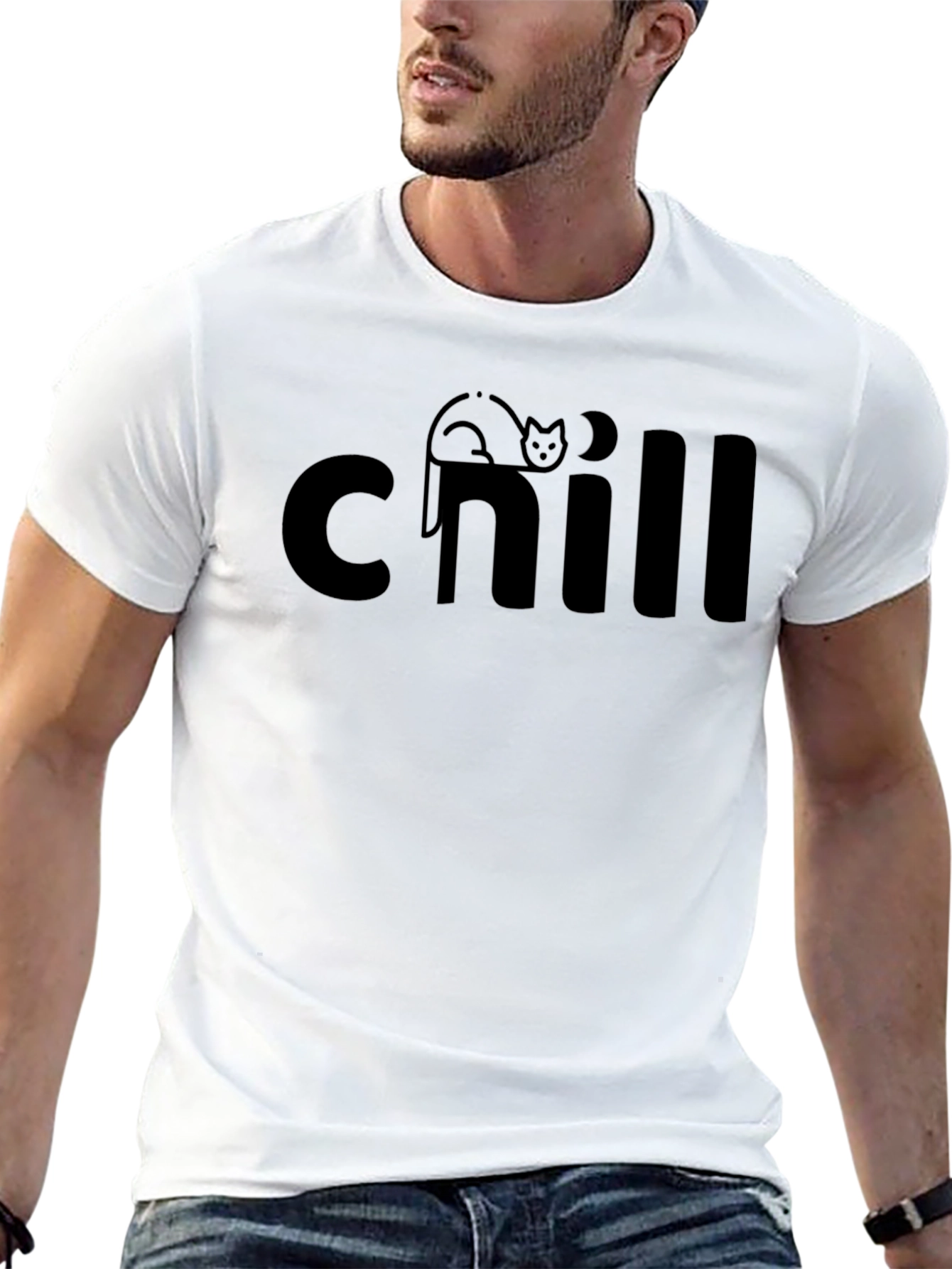 Black Chill Cat Graphic Tee - Relaxed Comfort view 13