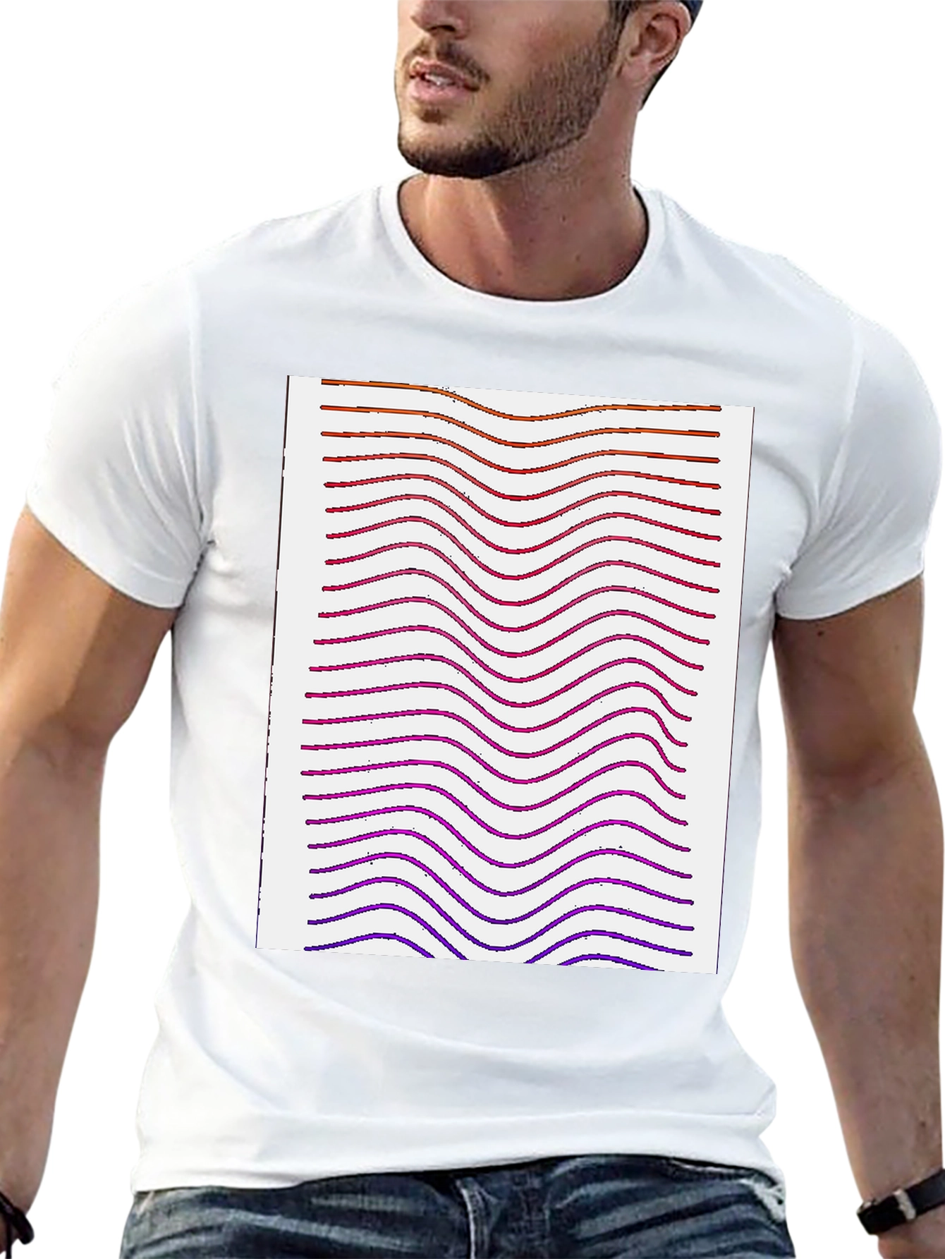 Black Abstract Wave Pattern Tee view 13