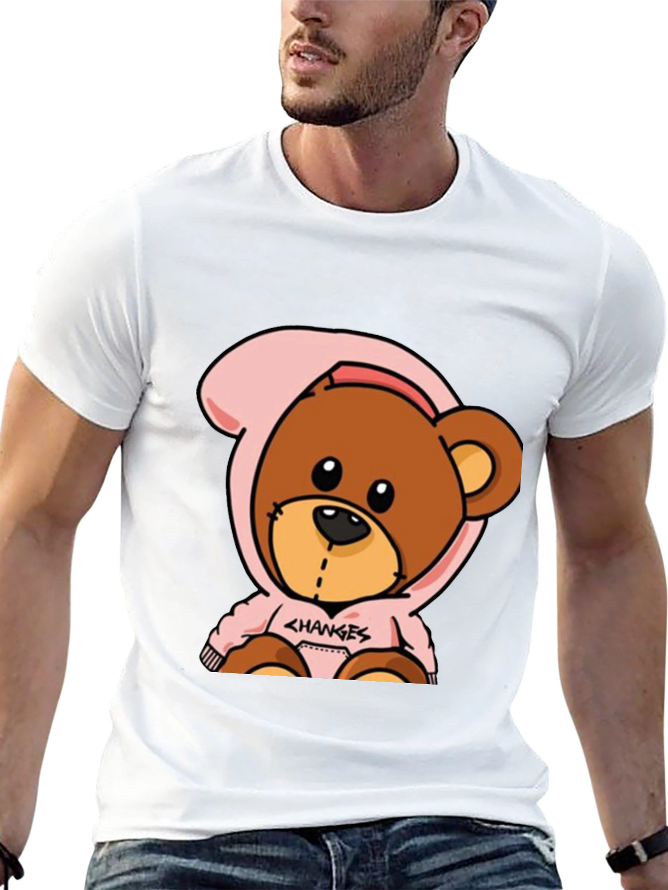 Black Cartoon Bear Graphic Tee view 13