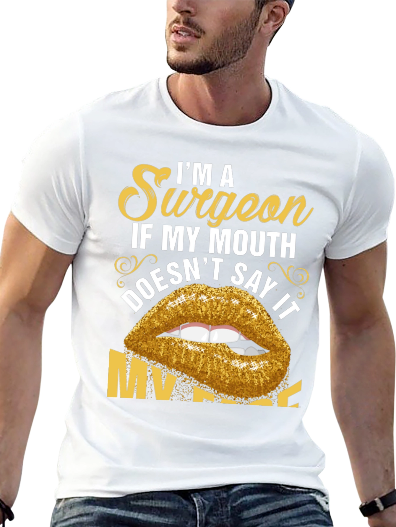 Black Funny Surgeon T-Shirt - "If My Mouth Doesn't Say It..." view 13