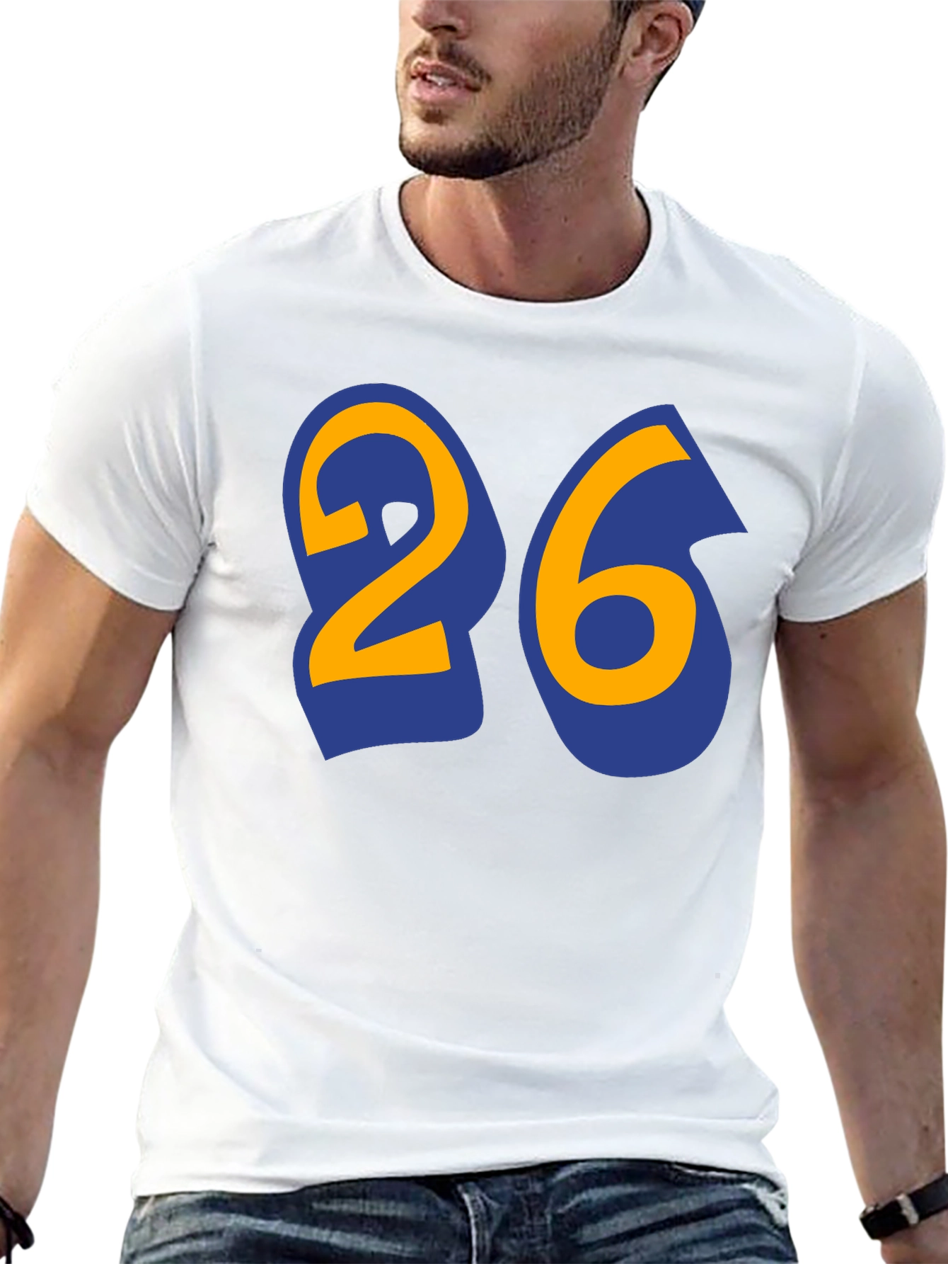 Black Black T-Shirt with Bold Number 26 Design view 13